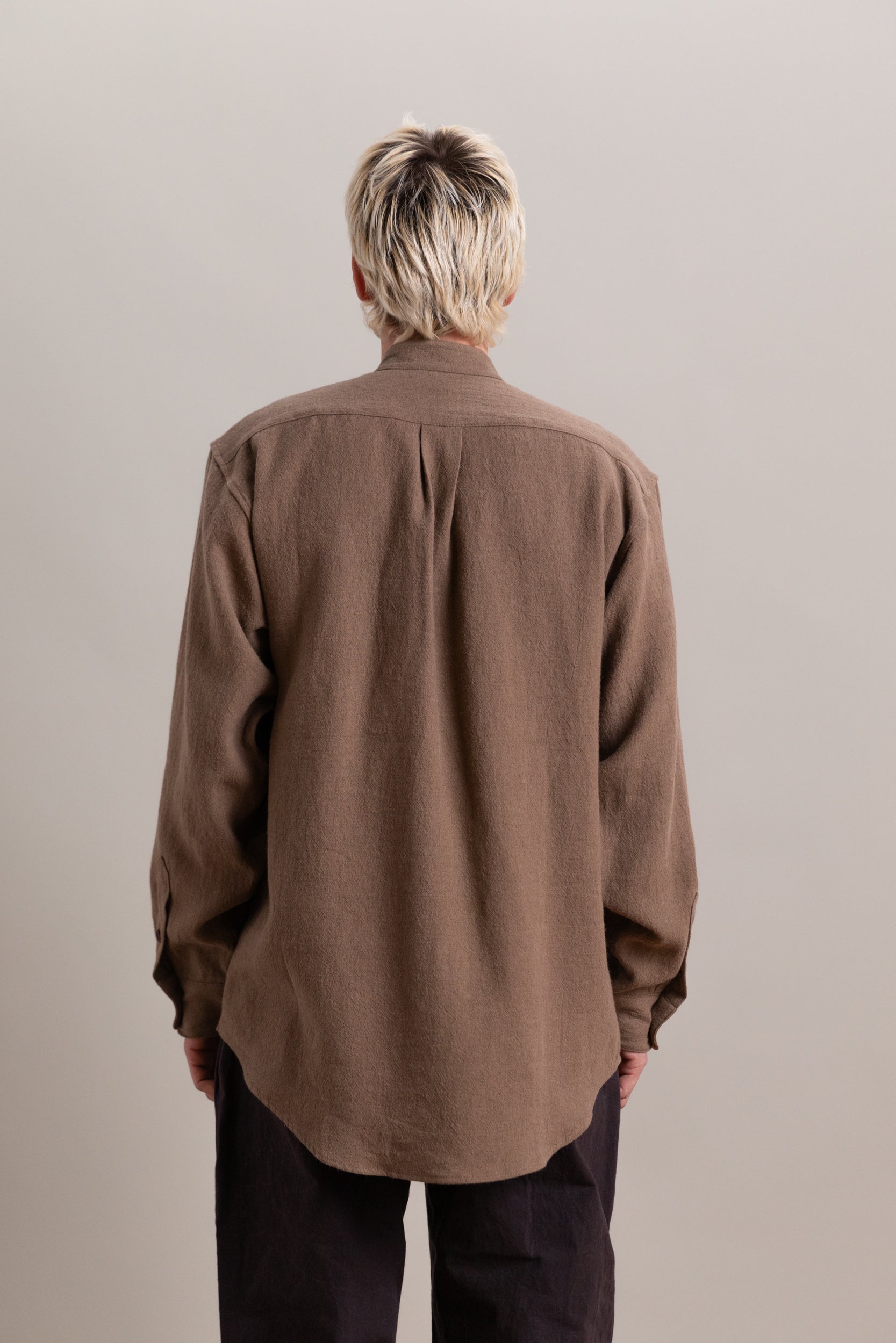 AIRPORT SHIRT IN MOCHA WOOL LINEN