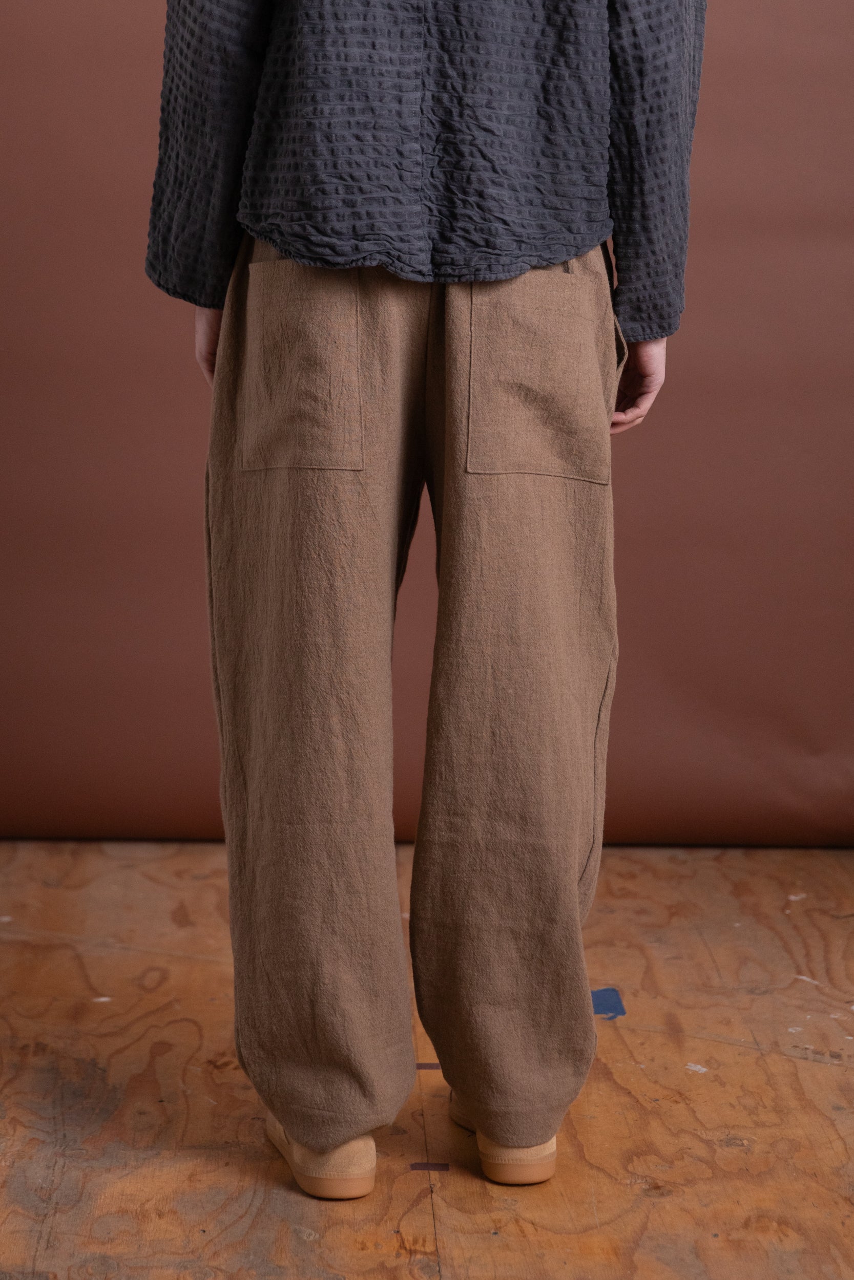 CAFE PANT IN MOCHA WOOL LINEN