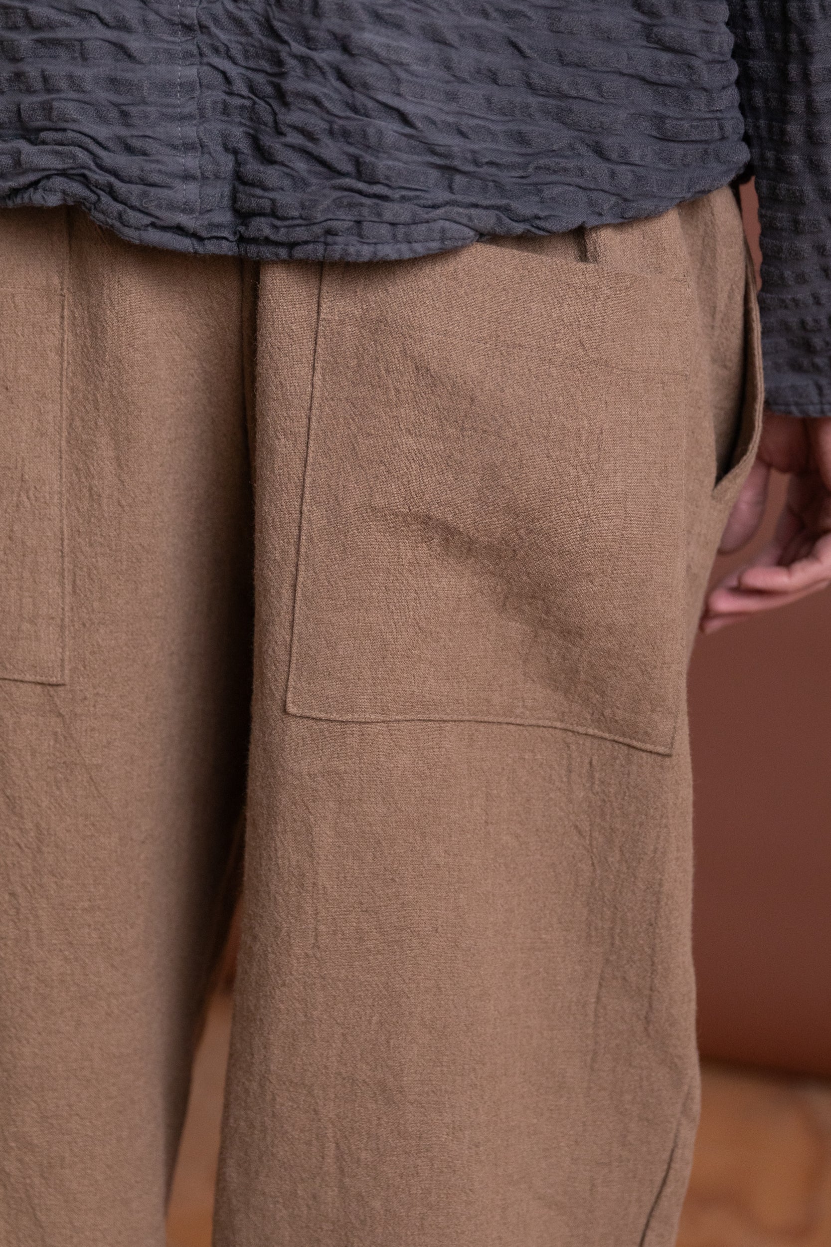 CAFE PANT IN MOCHA WOOL LINEN