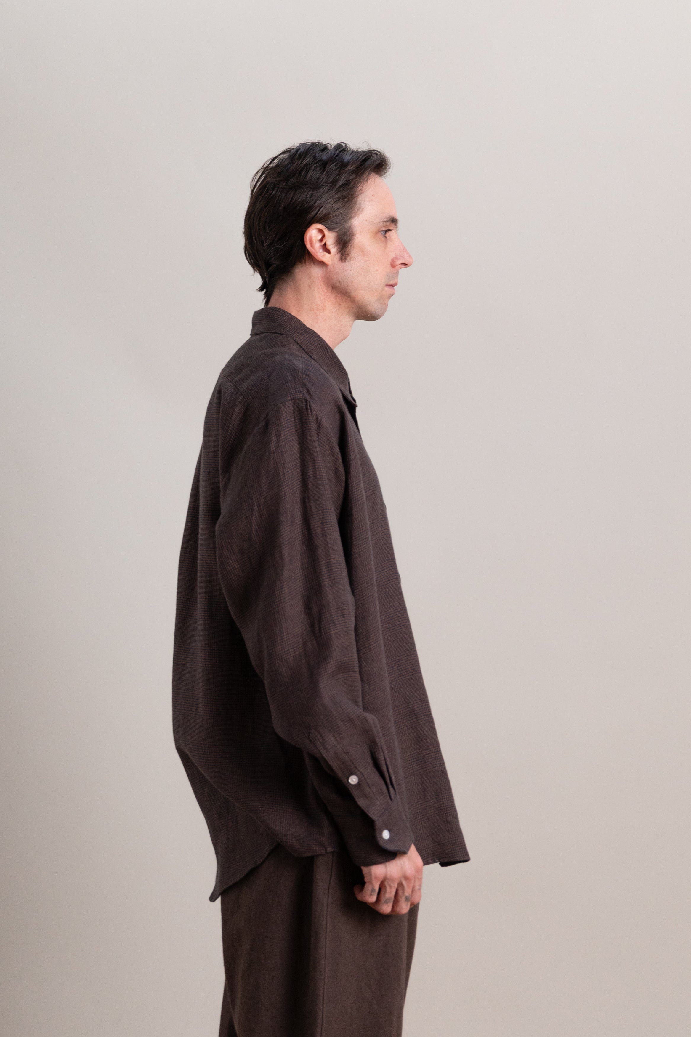 OFFICE SHIRT IN INK AND TOBACCO PLAID