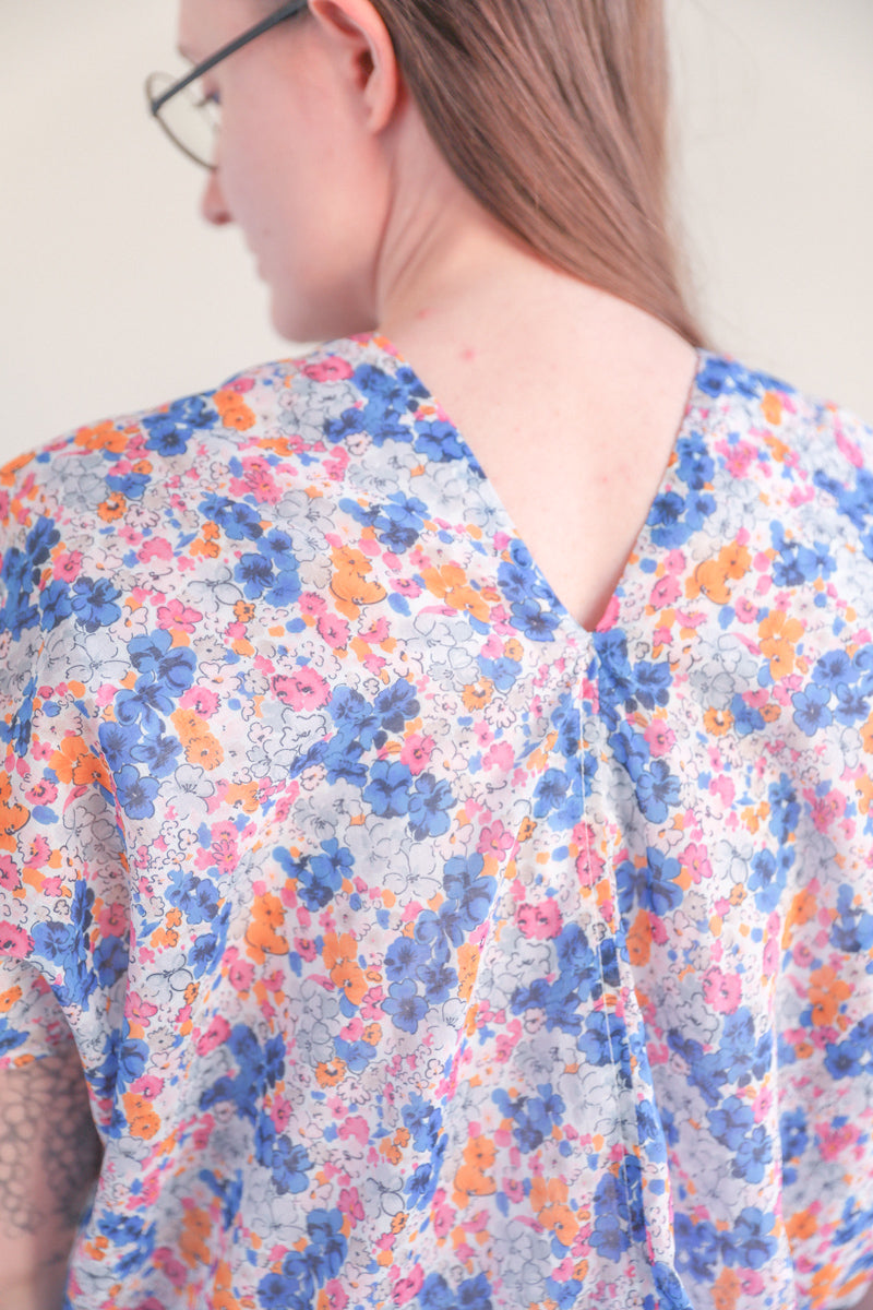 SELMA DRESS IN APRICOT POSY VOILE