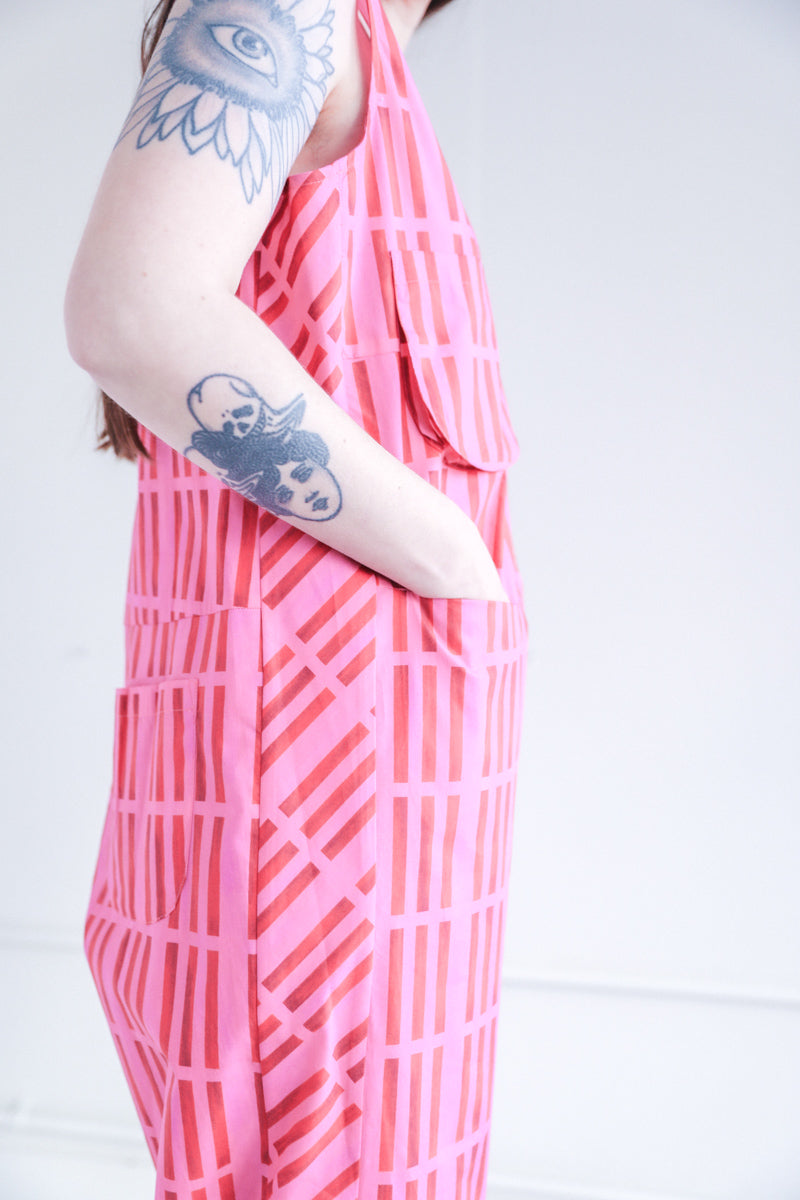 ADELE JUMPSUIT IN PINK BAR POPLIN