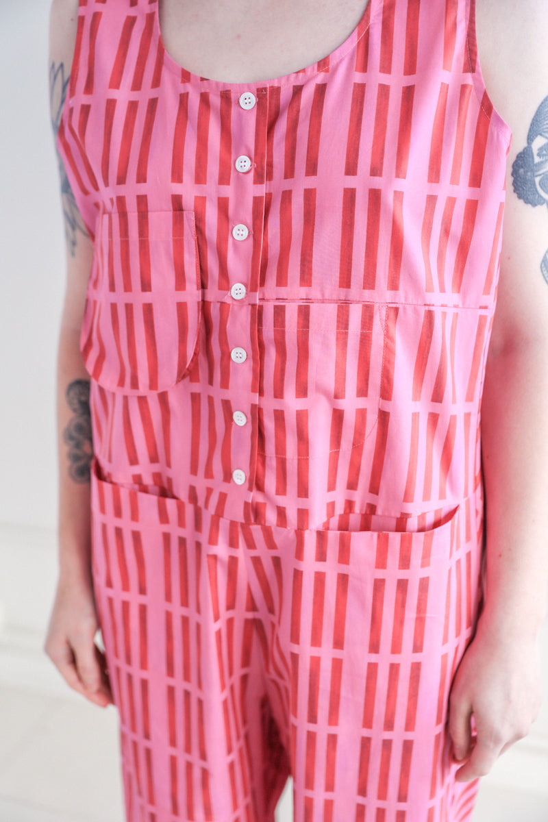 ADELE JUMPSUIT IN PINK BAR POPLIN