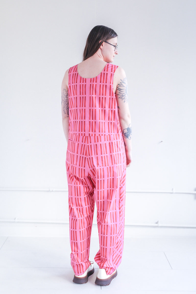 ADELE JUMPSUIT IN PINK BAR POPLIN