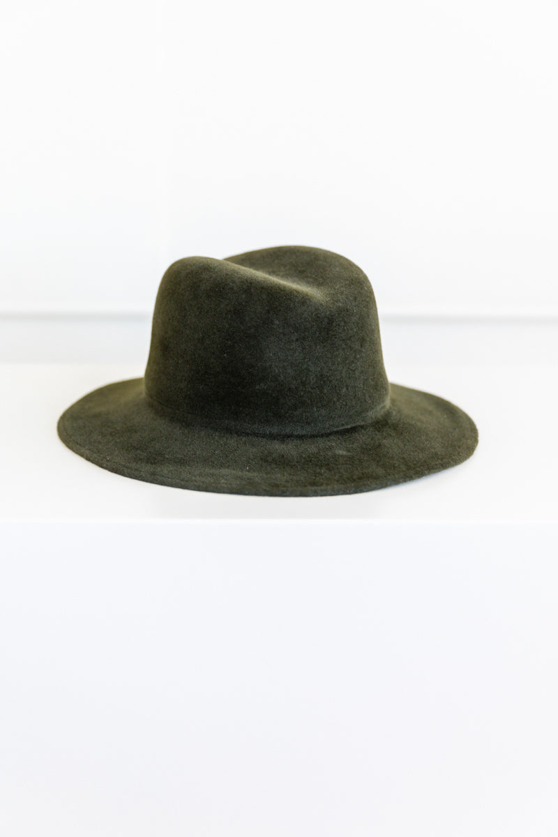 Brookes Boswell Olive Green Wool Felt Hat Wide Brim Unisex Size L Anderson Olive | Green Packable Wide Brim Fedora – Will  main image 3