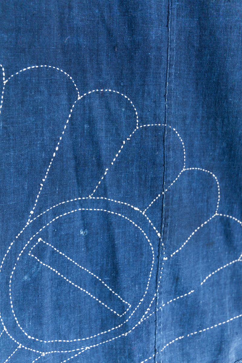 ANTIQUE JAPANESE SHIBORI INDIGO COVERLET