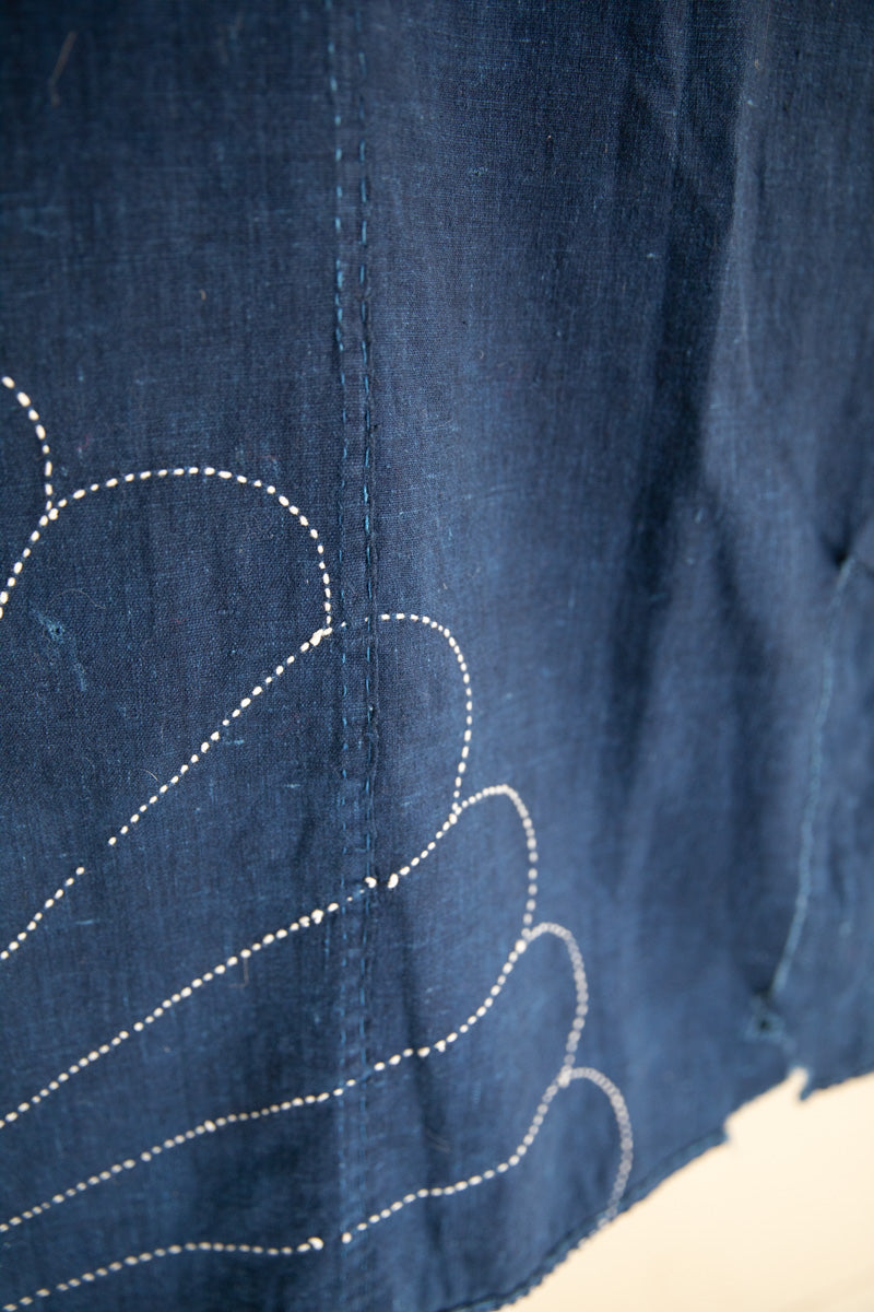 ANTIQUE JAPANESE SHIBORI INDIGO COVERLET