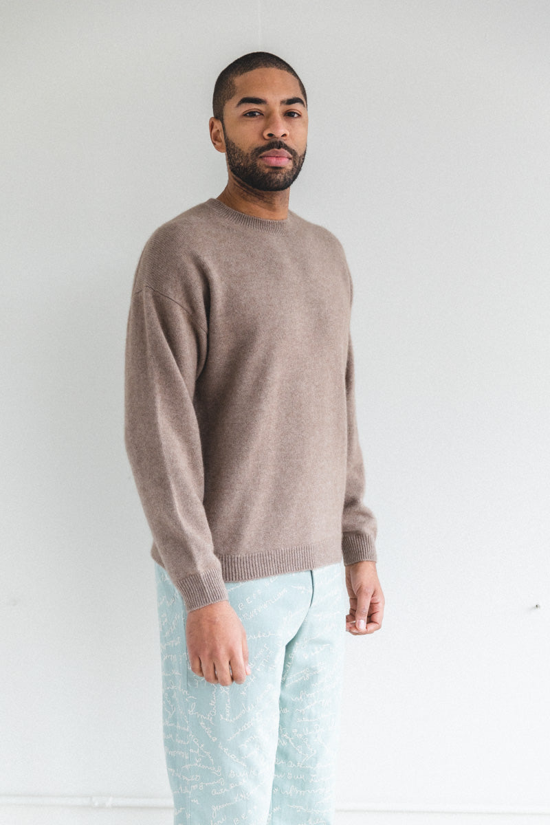 BABY CASHMERE KNIT PULLOVER IN LIGHT BROWN