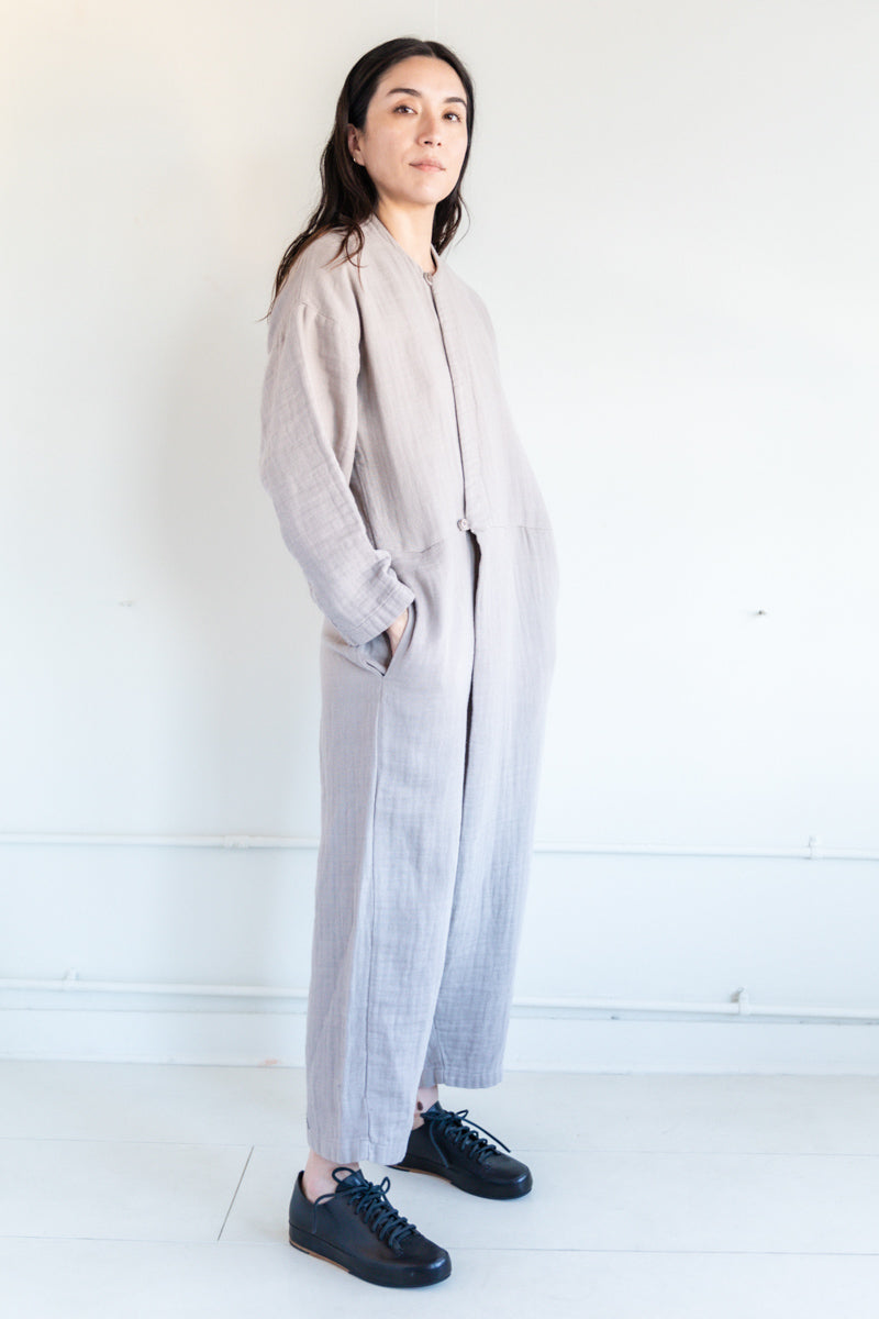 TIE JUMPSUIT IN LIGHT STONE