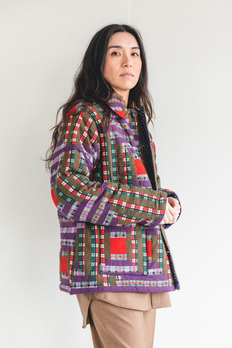 PLAID LOG CABIN QUILT JACKET