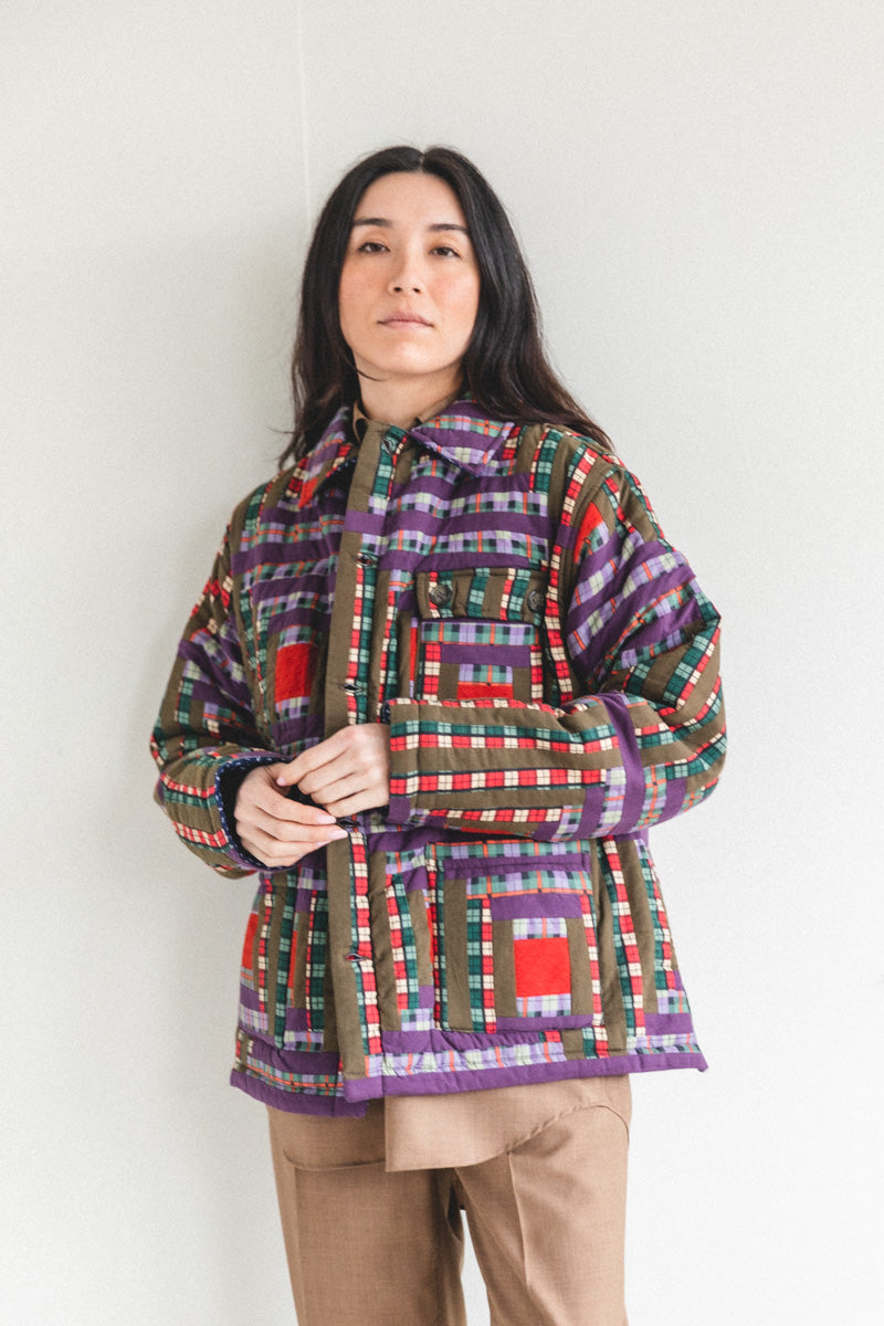 PLAID LOG CABIN QUILT JACKET
