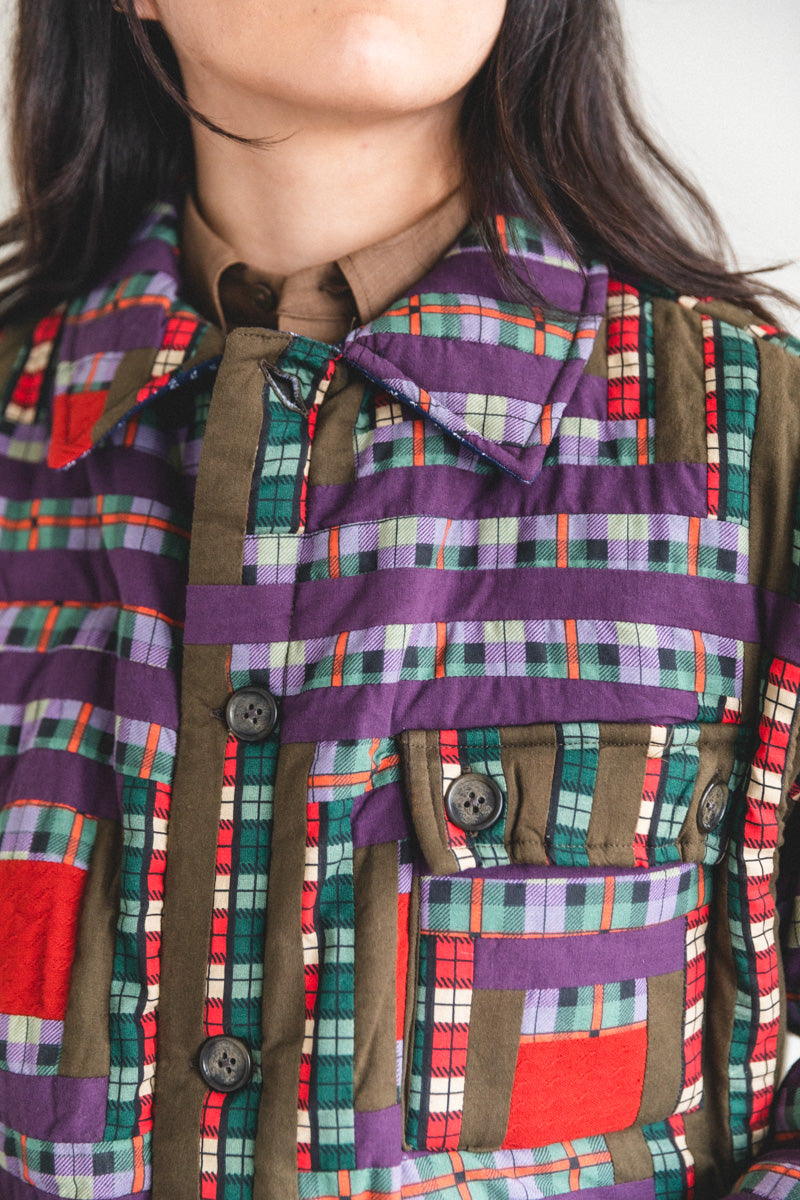 PLAID LOG CABIN QUILT JACKET