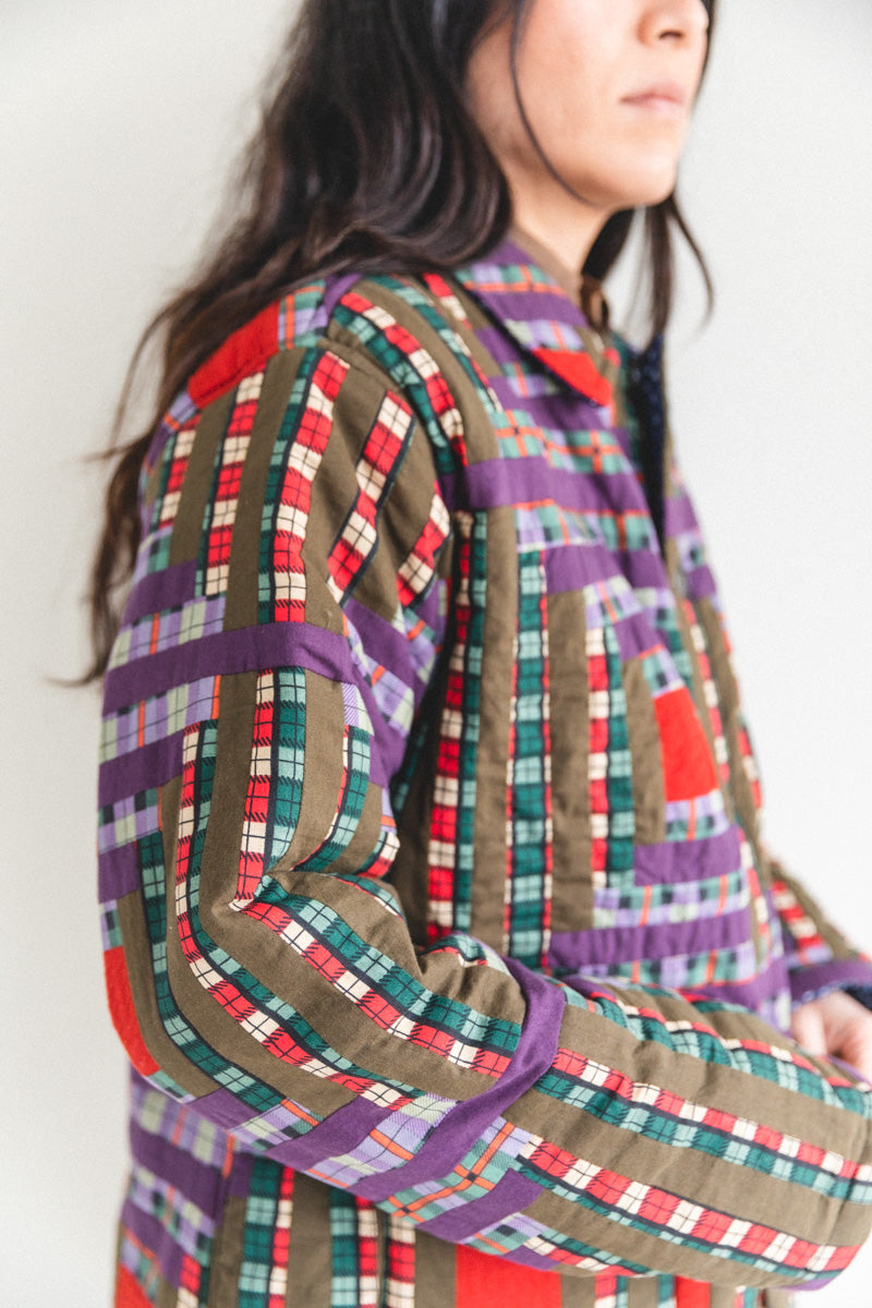 PLAID LOG CABIN QUILT JACKET