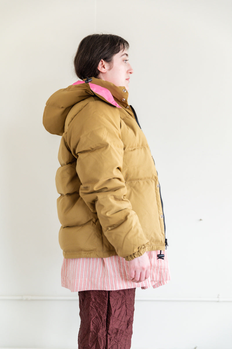 DOWN SWEATER IN TAN & BERRY