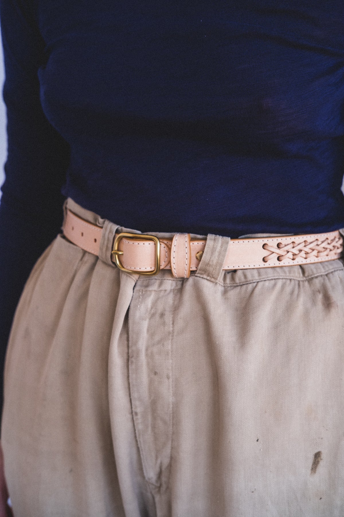 BRAIDED BELT IN NATURAL VACHETTA LEATHER