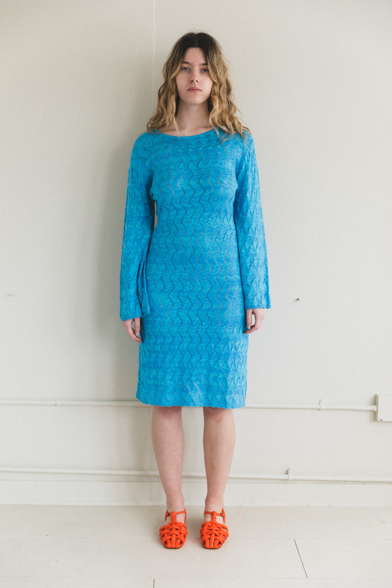 REBEL LONG SLEEVE DRESS IN CYAN