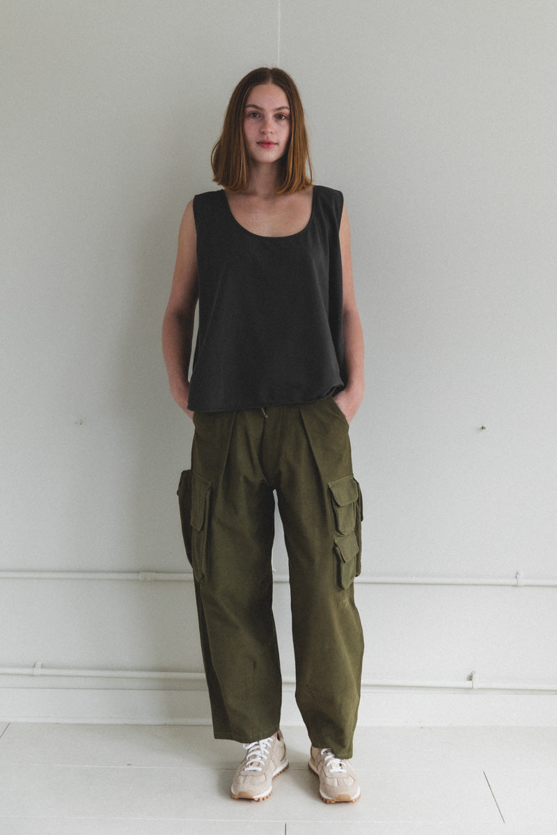 TANK IN SLATE COTTON JERSEY