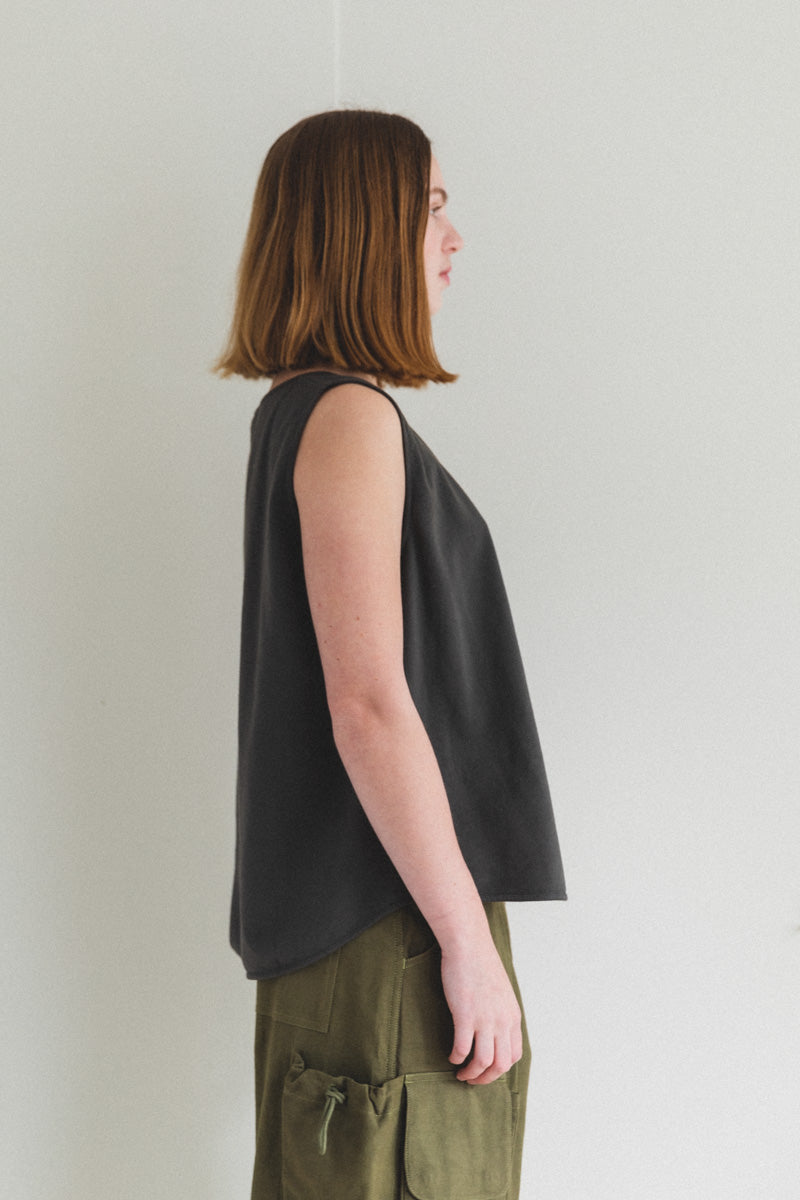 TANK IN SLATE COTTON JERSEY