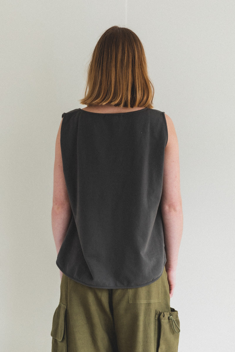 TANK IN SLATE COTTON JERSEY