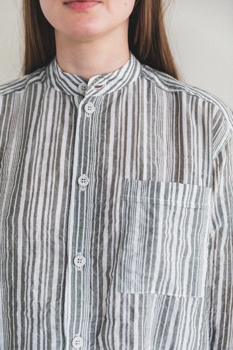 EDO SHIRT IN GREEN AND WHITE STRIPE