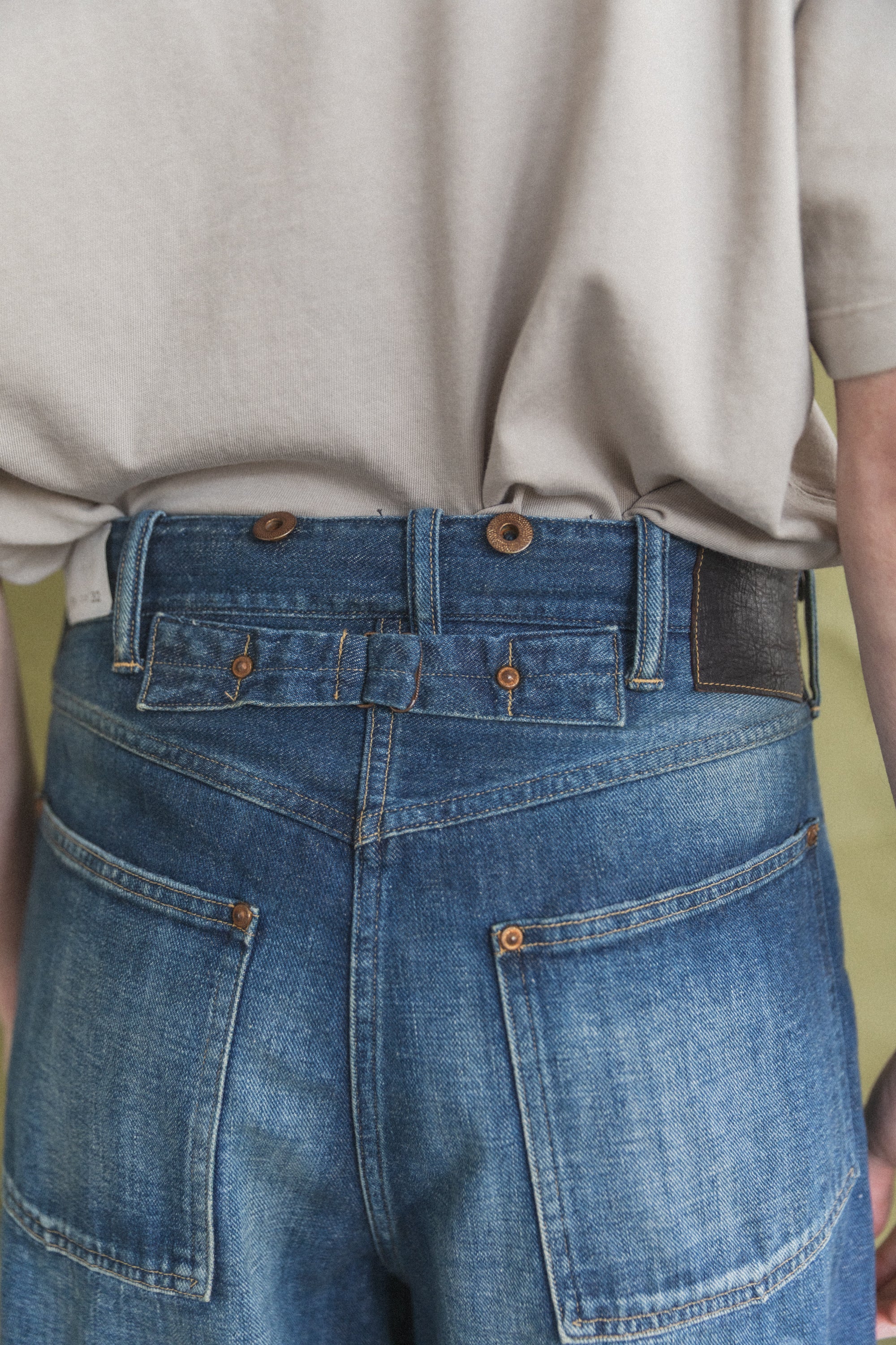 LOT 704 DENIM TROUSERS IN DAMAGED INDIGO PAINT