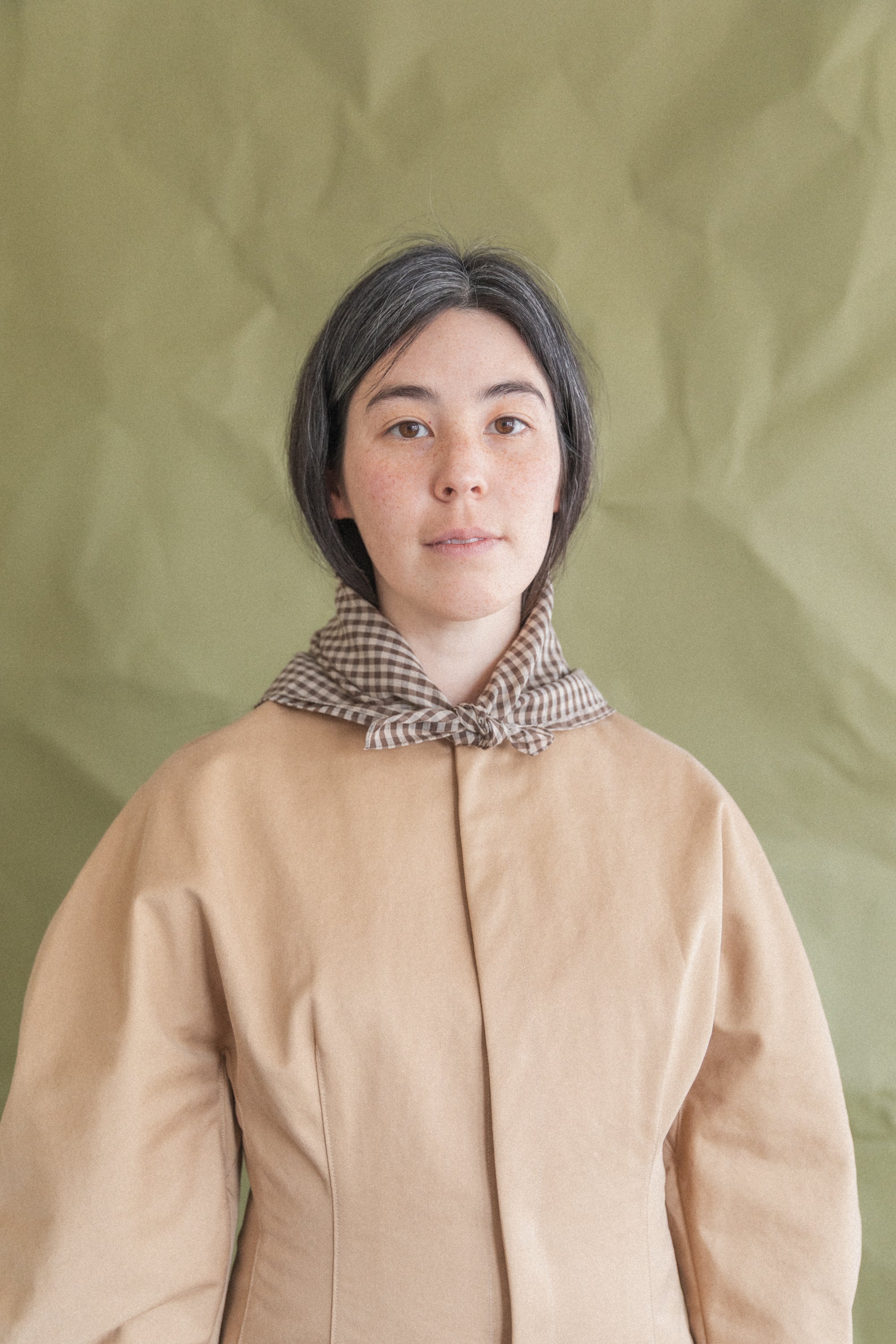 AIRY LIGHT COTTON CHECK SCARF IN BROWN GINGHAM