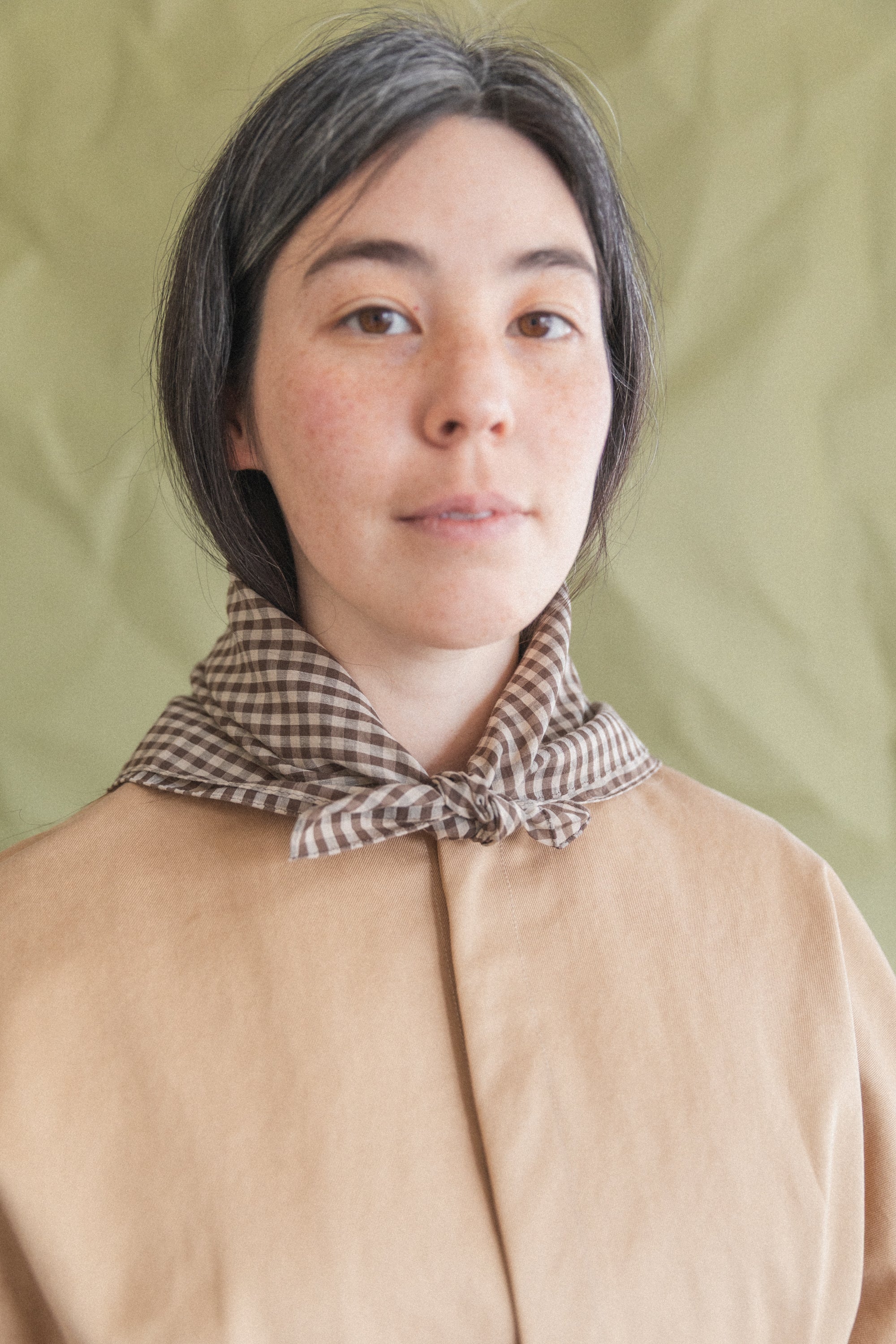 AIRY LIGHT COTTON CHECK SCARF IN BROWN GINGHAM