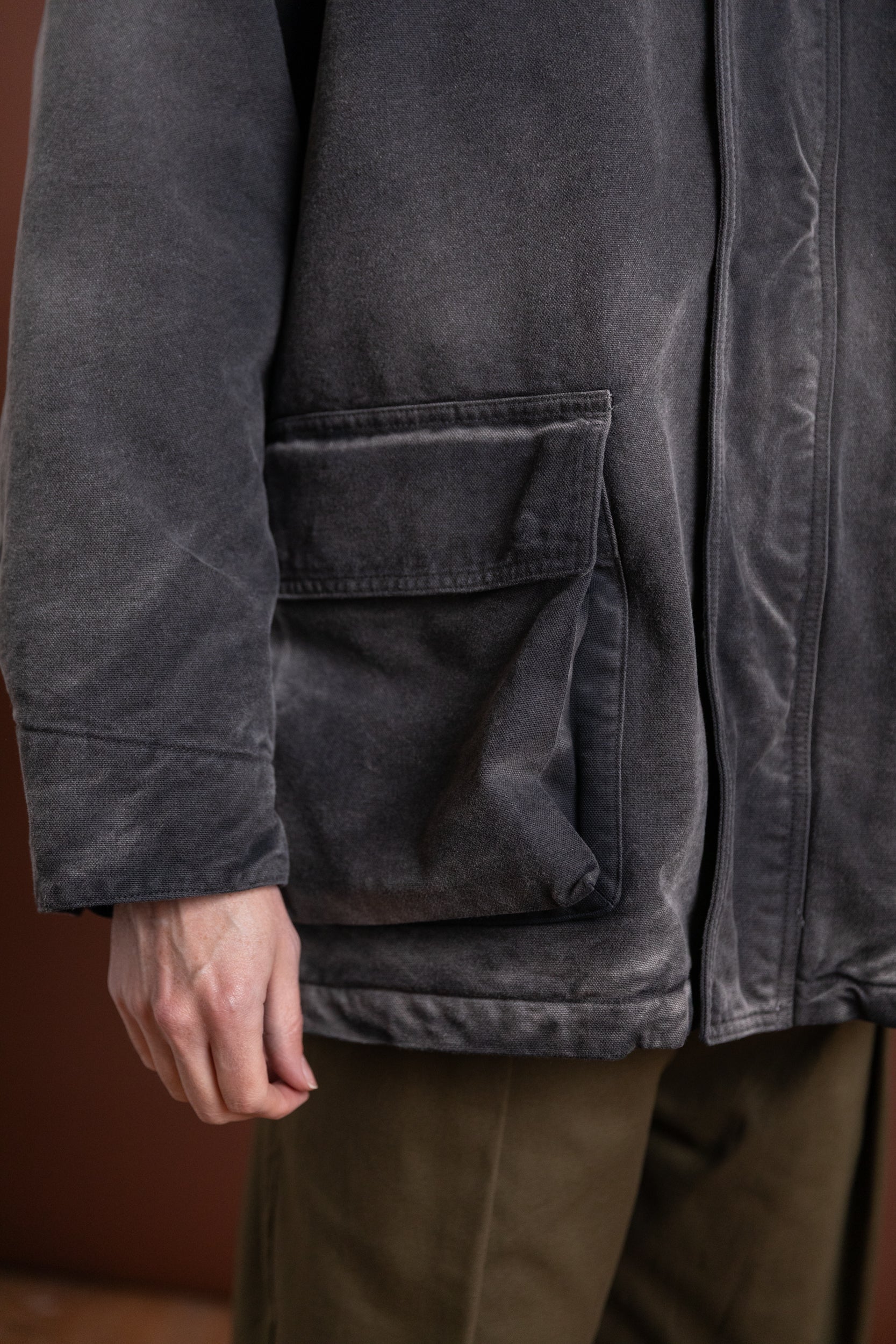 PRODUCT DYED ORGANIC COTTON DUCK BLOUSON IN FADED BLACK