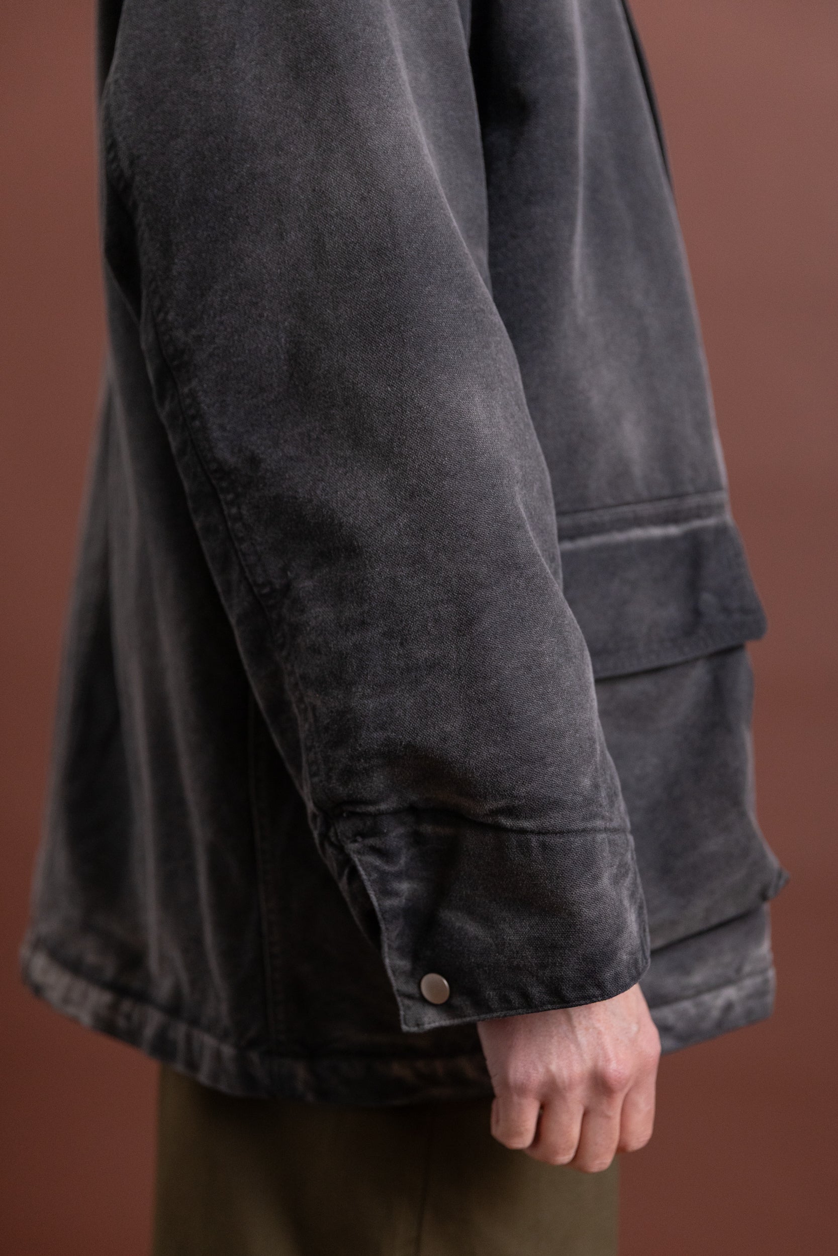 PRODUCT DYED ORGANIC COTTON DUCK BLOUSON IN FADED BLACK