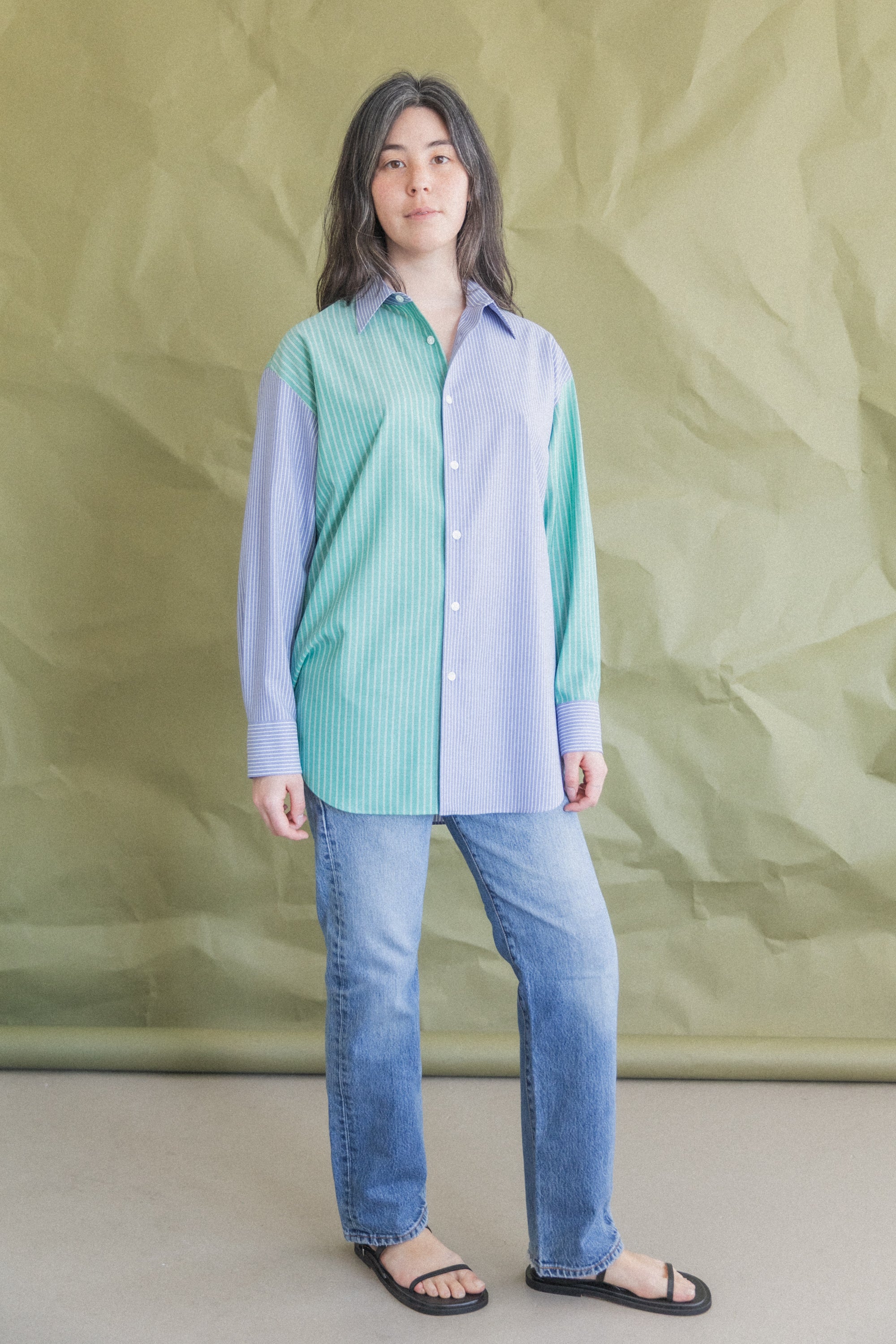 SUPER FINE WOOL SHIRT IN MULTI-STRIPE