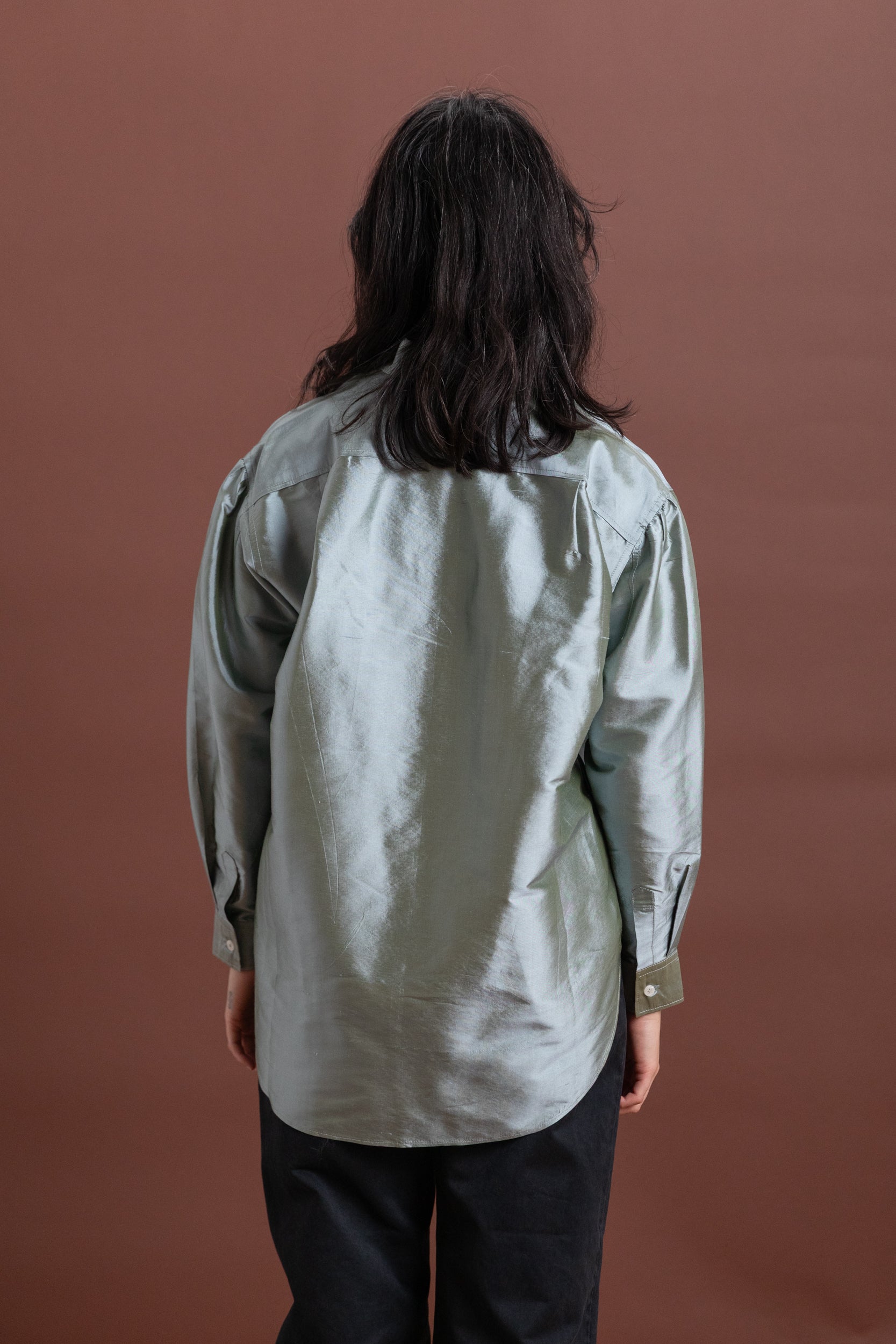 SLOAN SHIRT IN MINT SILK TAFFETA