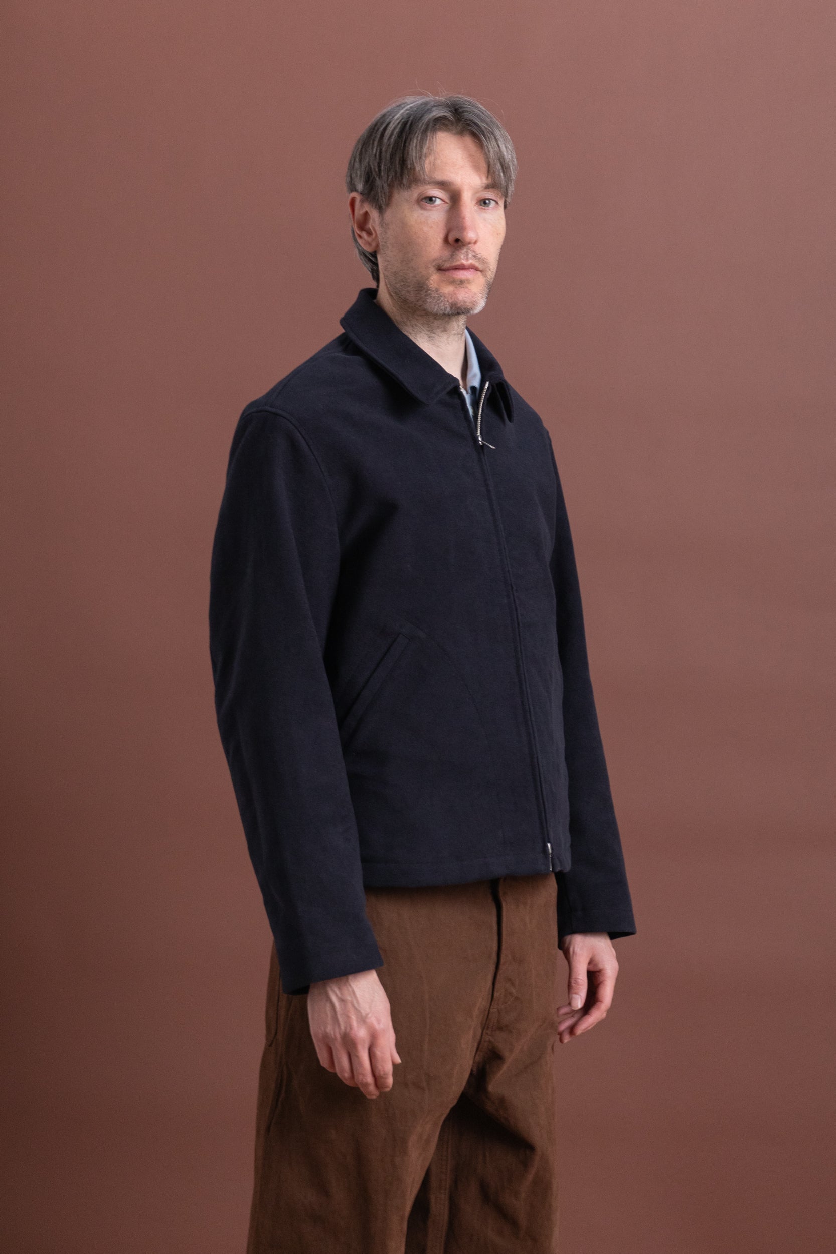 SITE JACKET IN DARK NAVY COTTON MOLESKIN