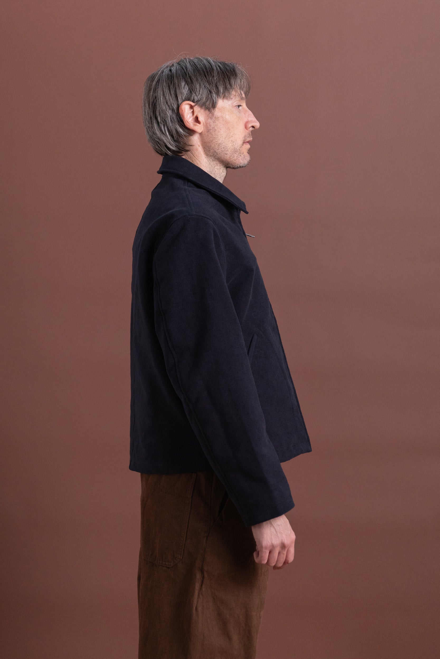 SITE JACKET IN DARK NAVY COTTON MOLESKIN