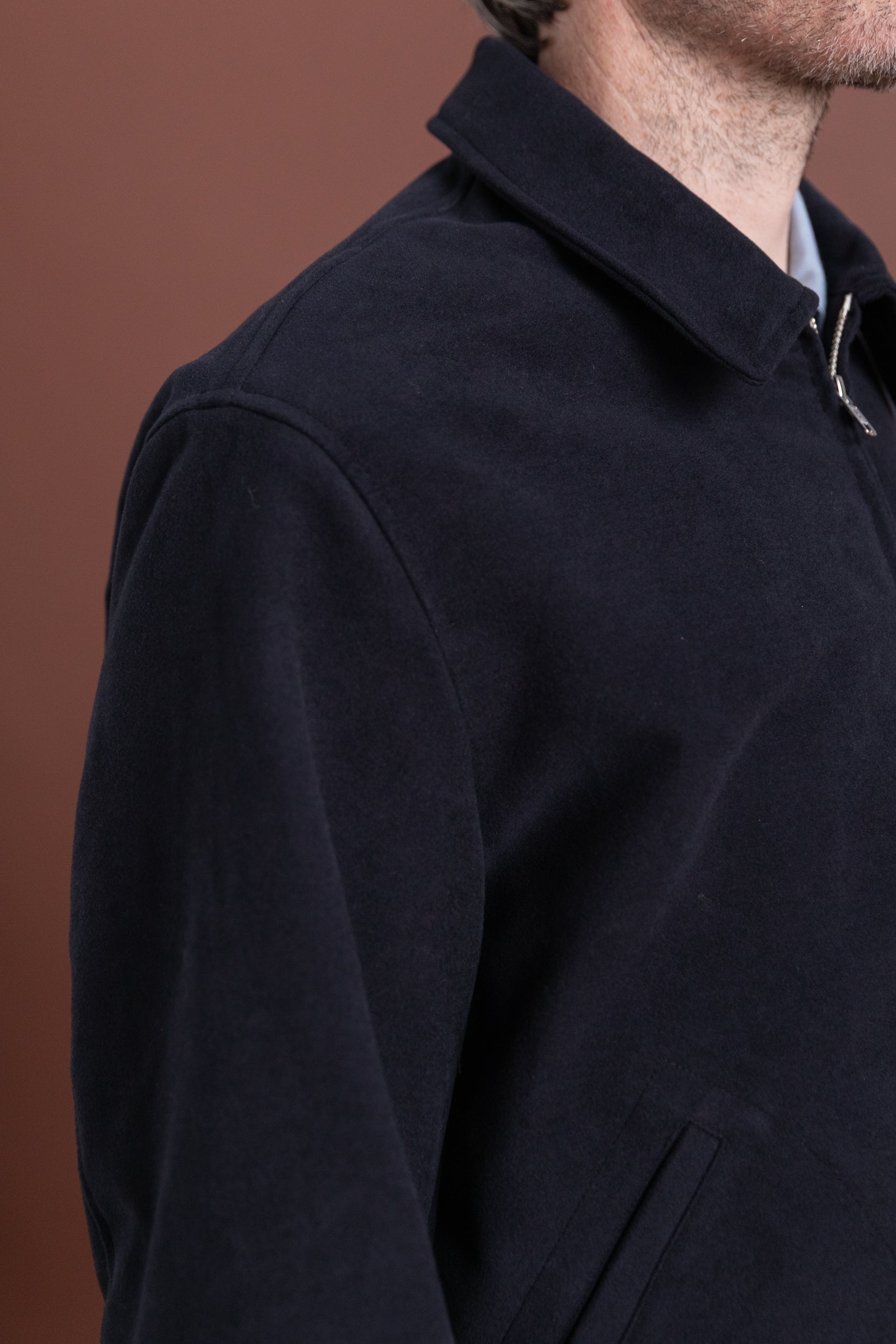 SITE JACKET IN DARK NAVY COTTON MOLESKIN