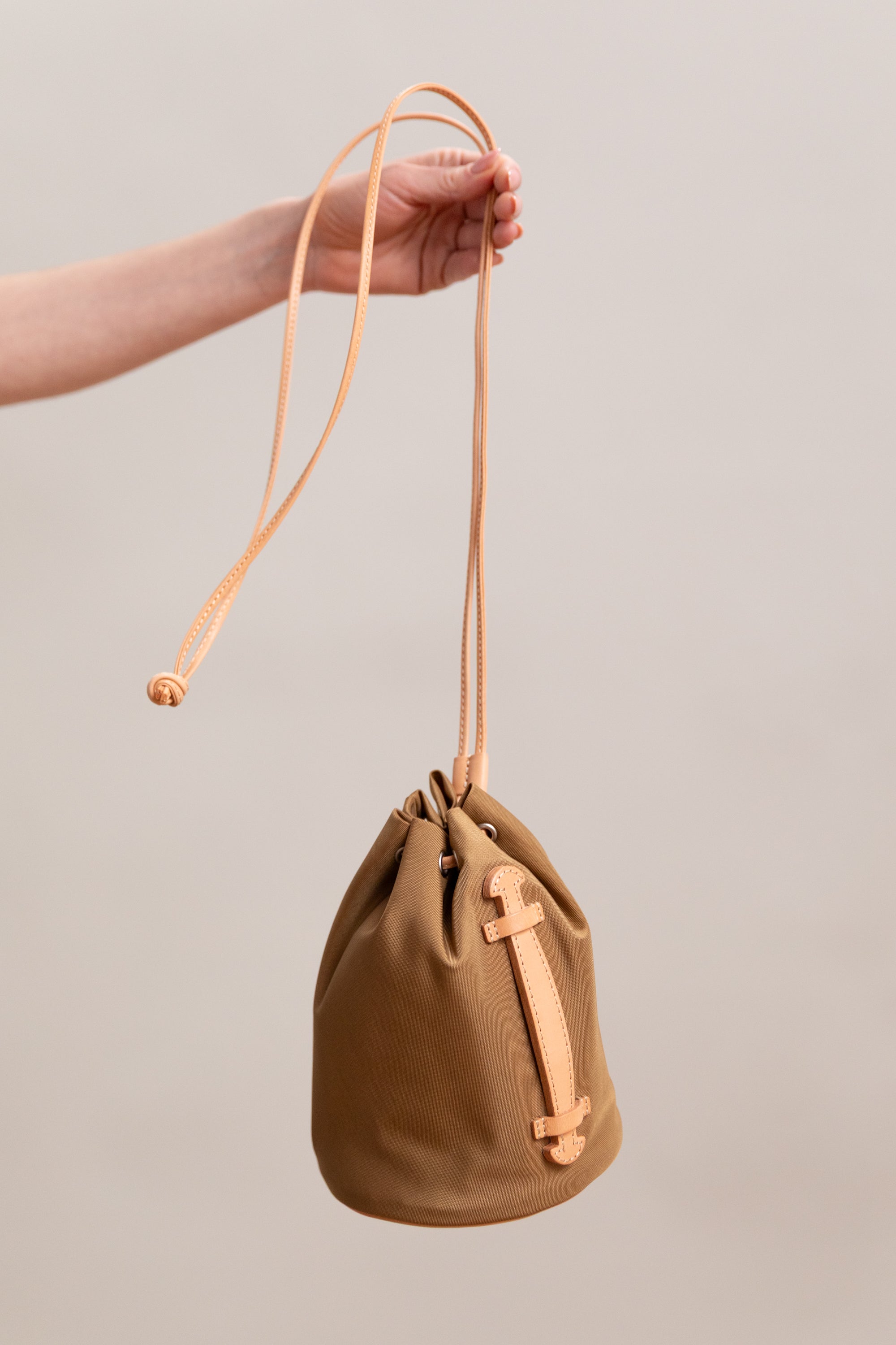 CORDURA NYLON SMALL SHOULDER BAG IN CAMEL
