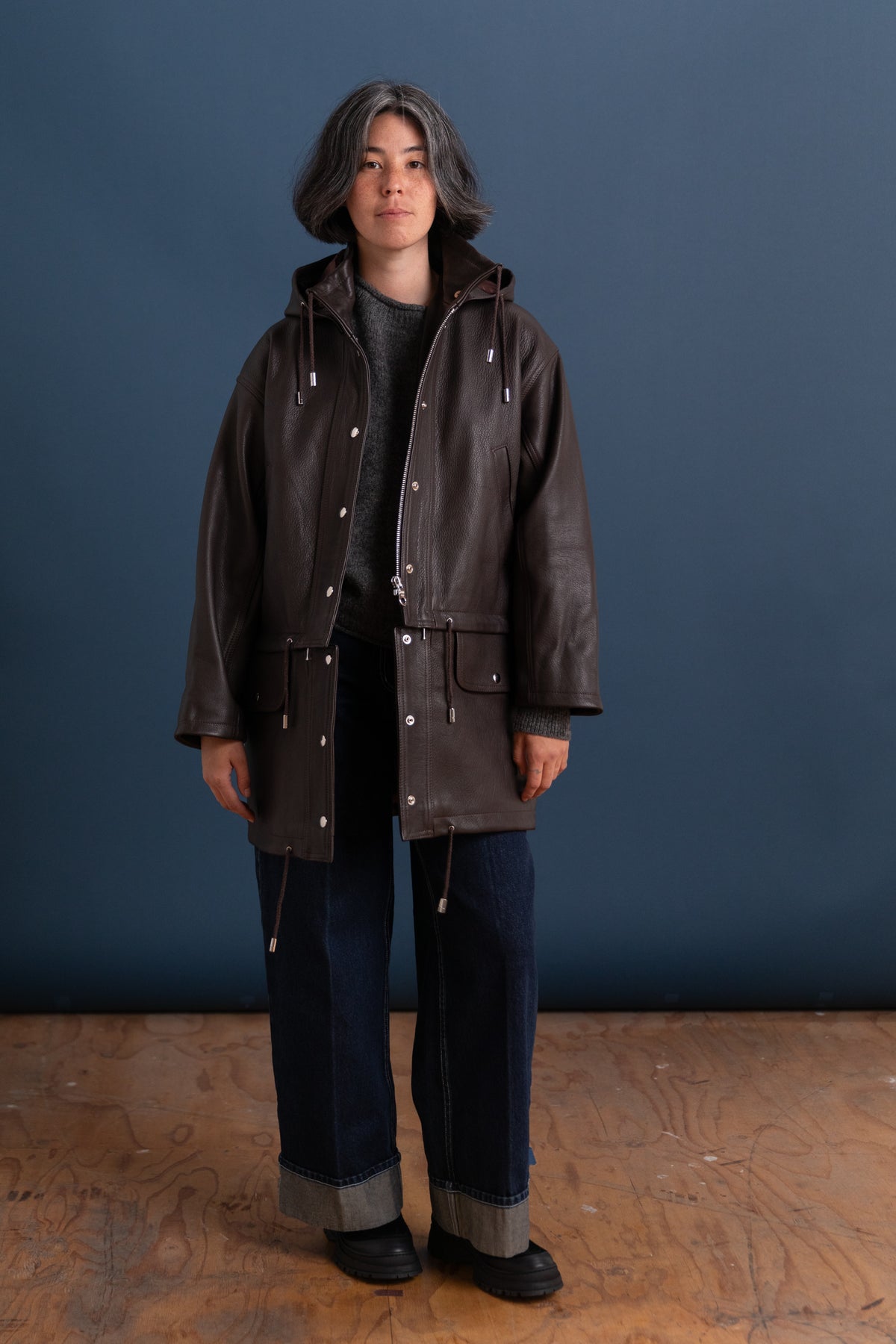 JOSIE PARKA IN BROWN SAPPLE GOAT