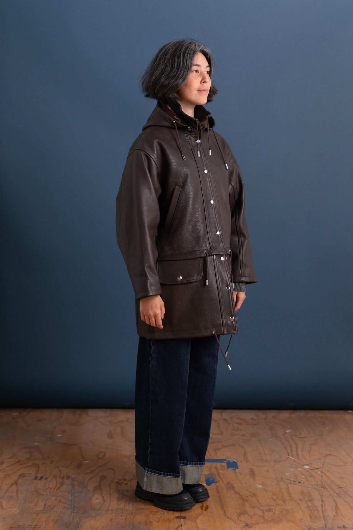JOSIE PARKA IN BROWN SAPPLE GOAT