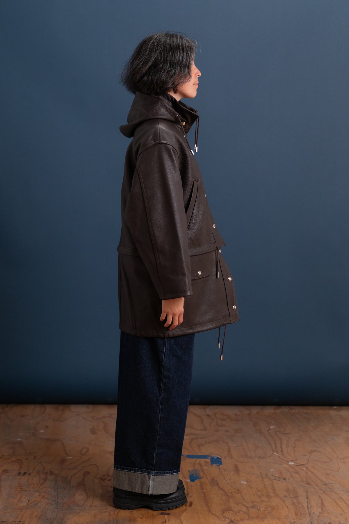 JOSIE PARKA IN BROWN SAPPLE GOAT