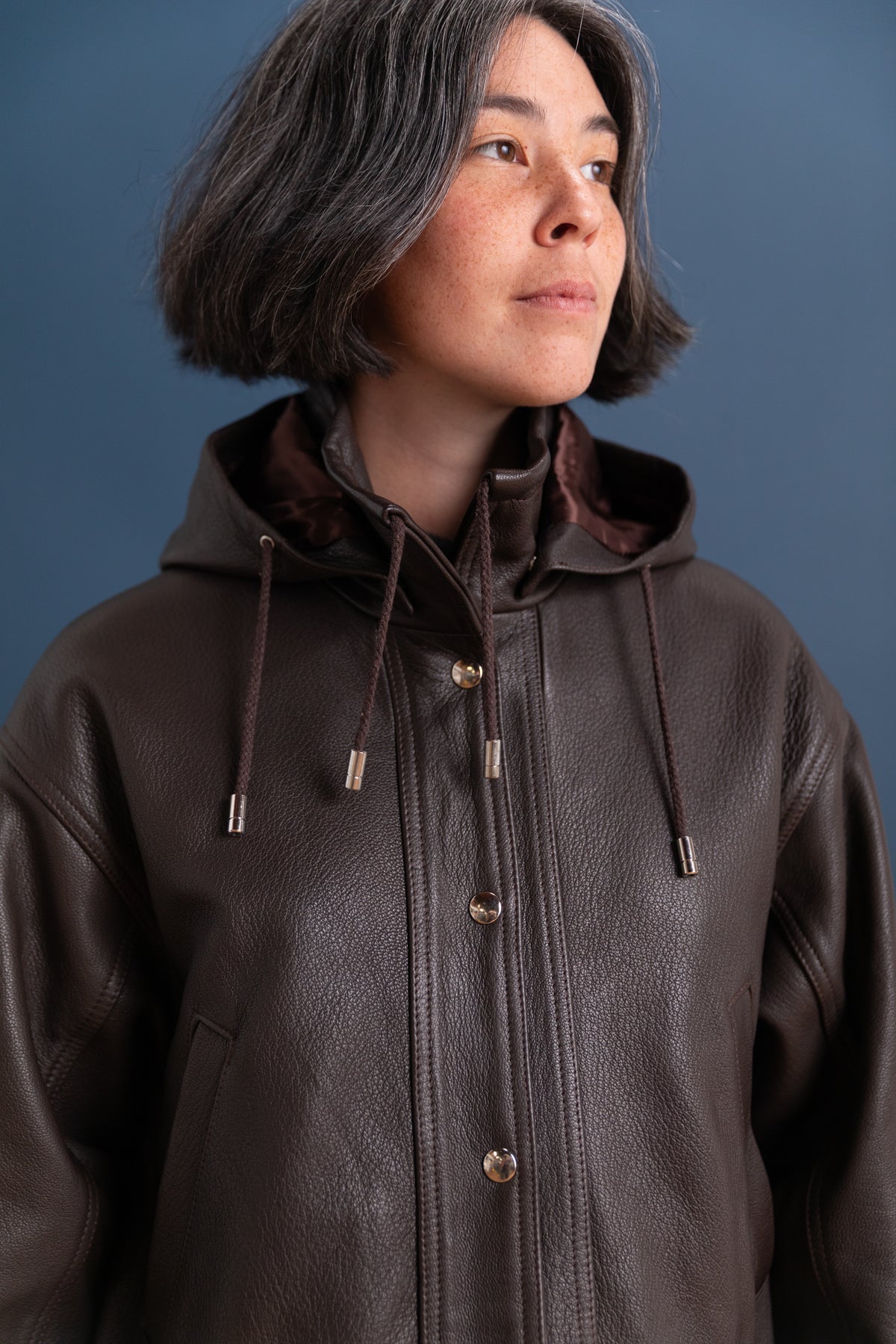 JOSIE PARKA IN BROWN SAPPLE GOAT