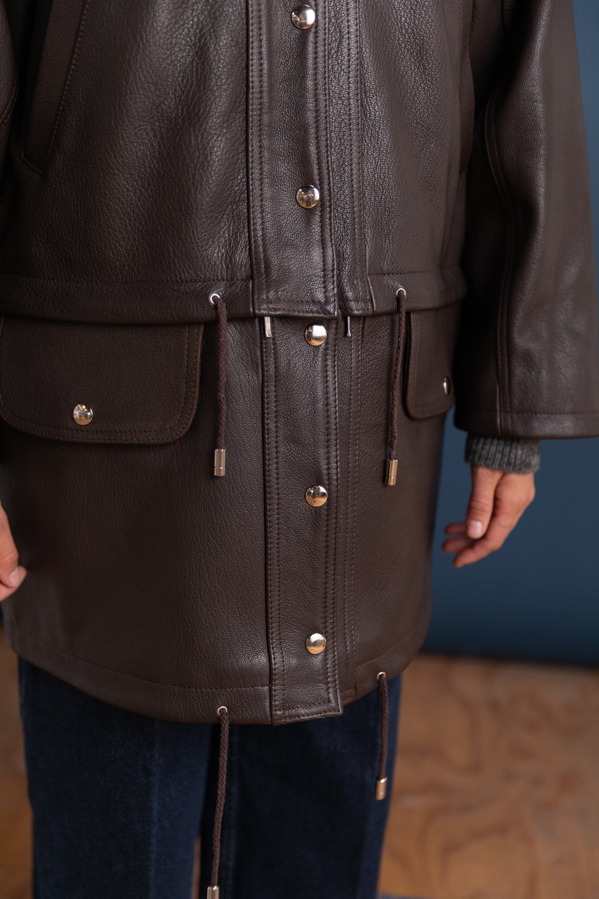 JOSIE PARKA IN BROWN SAPPLE GOAT
