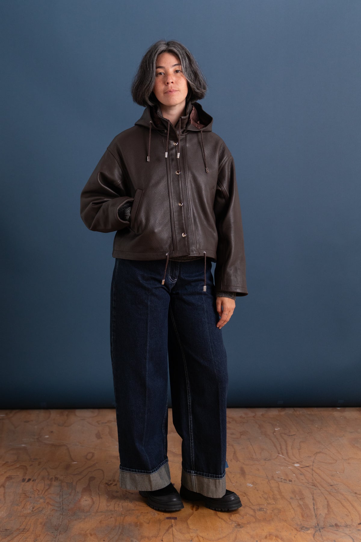 JOSIE PARKA IN BROWN SAPPLE GOAT