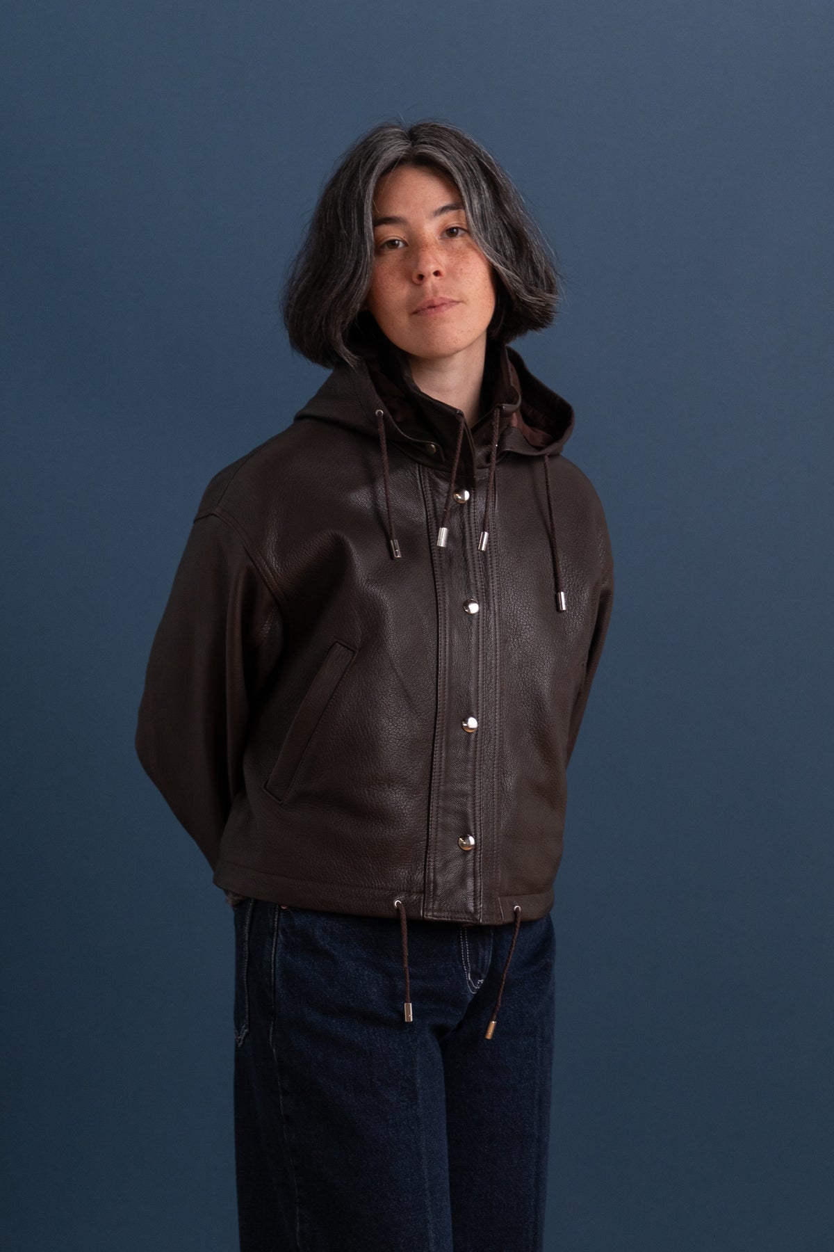 JOSIE PARKA IN BROWN SAPPLE GOAT