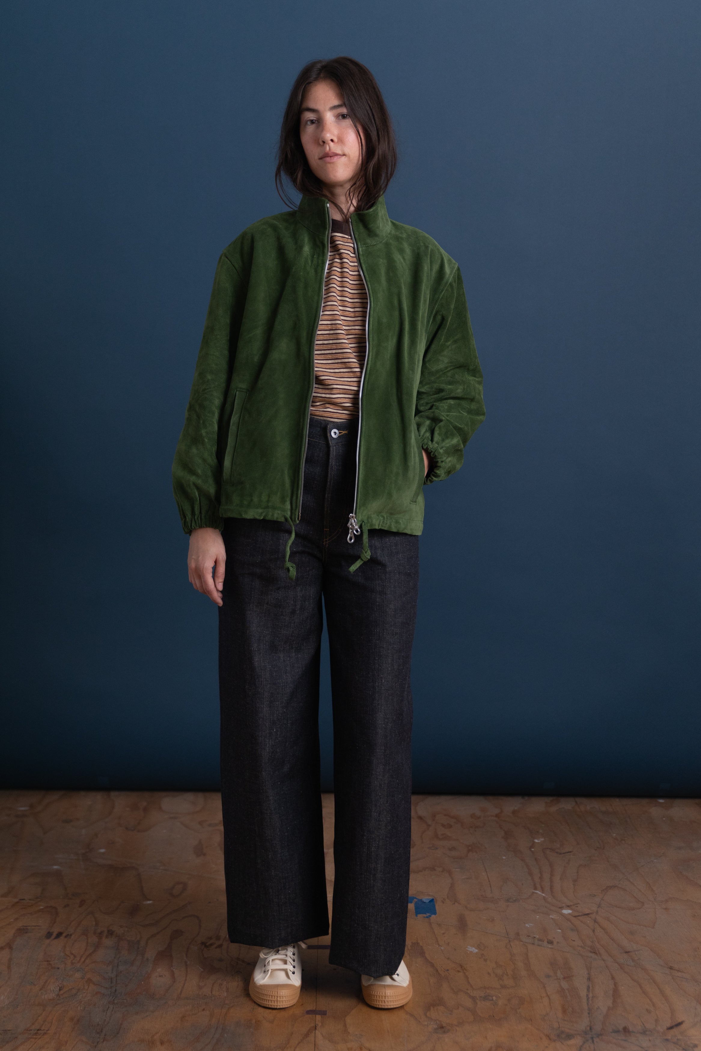 MILES ZIP-UP IN ITALIAN OLIVE SUEDE