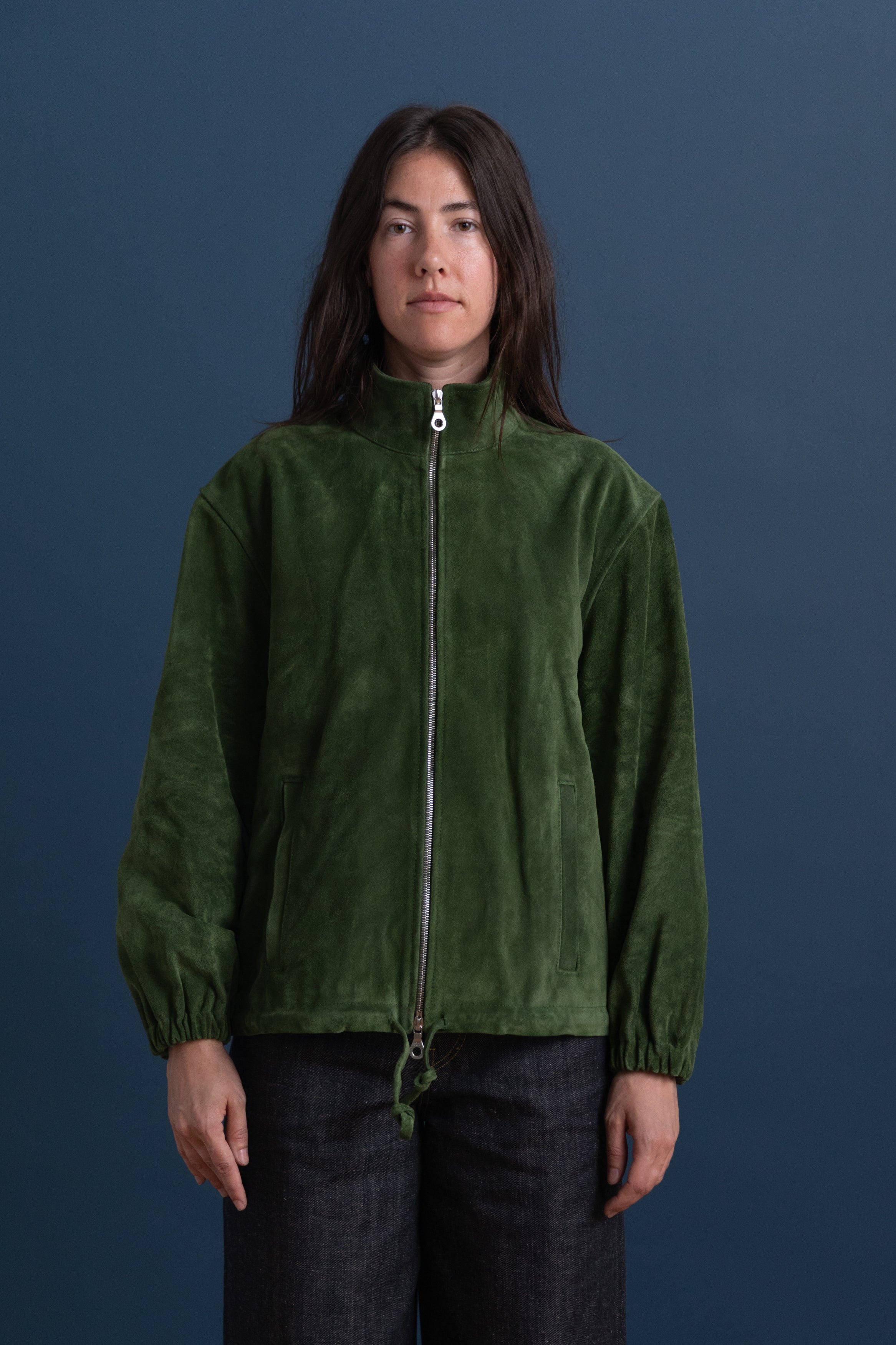 MILES ZIP-UP IN ITALIAN OLIVE SUEDE
