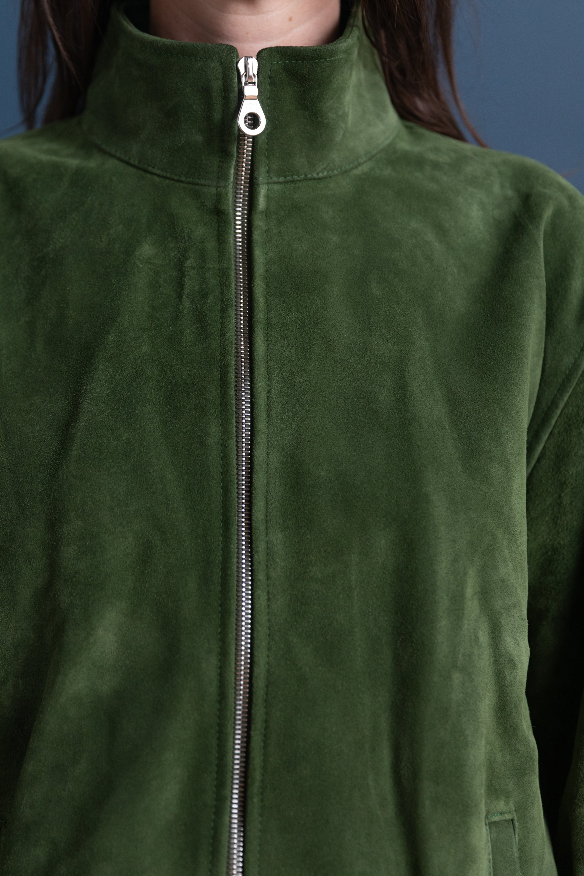 MILES ZIP-UP IN ITALIAN OLIVE SUEDE