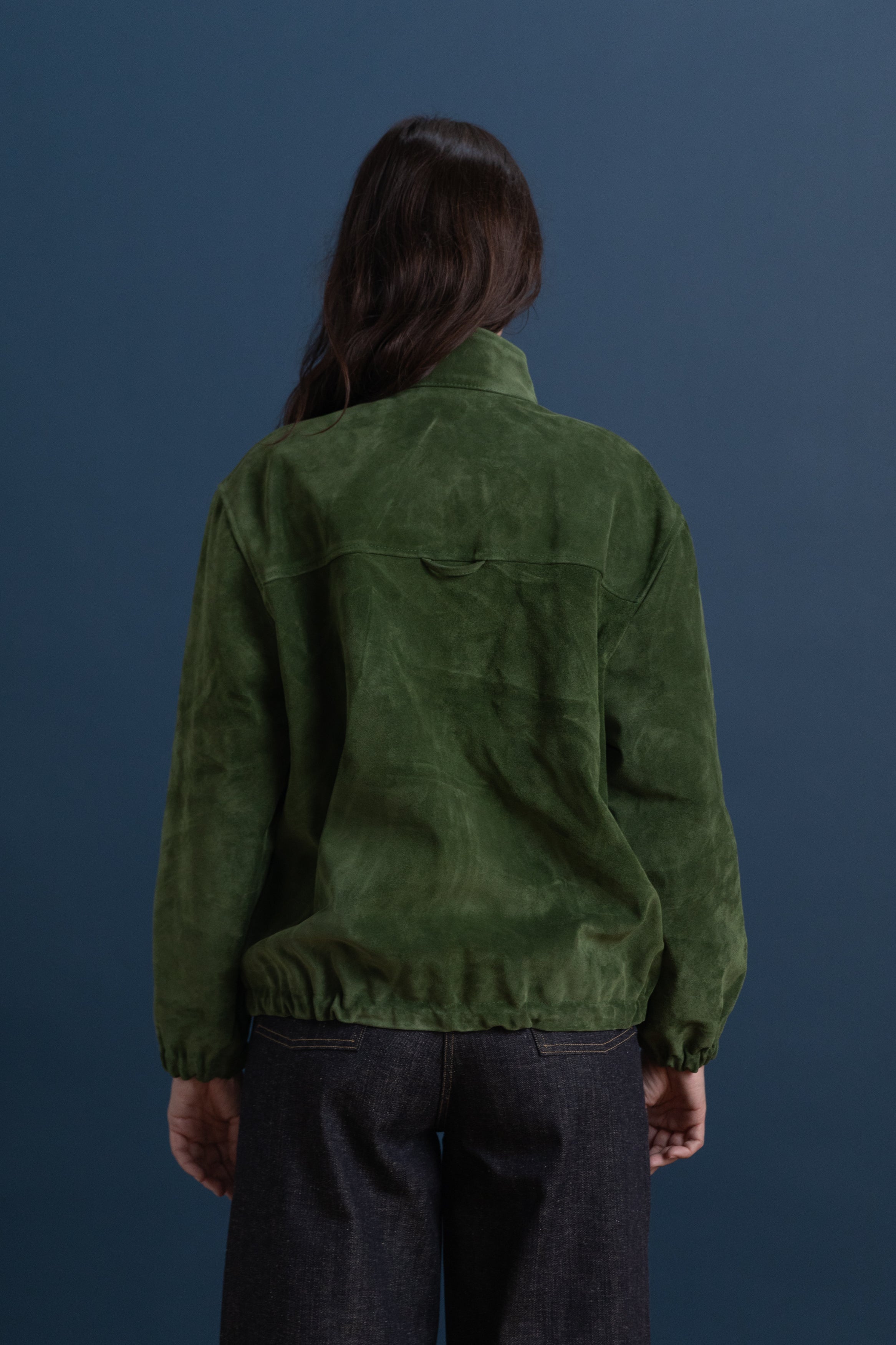 MILES ZIP-UP IN ITALIAN OLIVE SUEDE