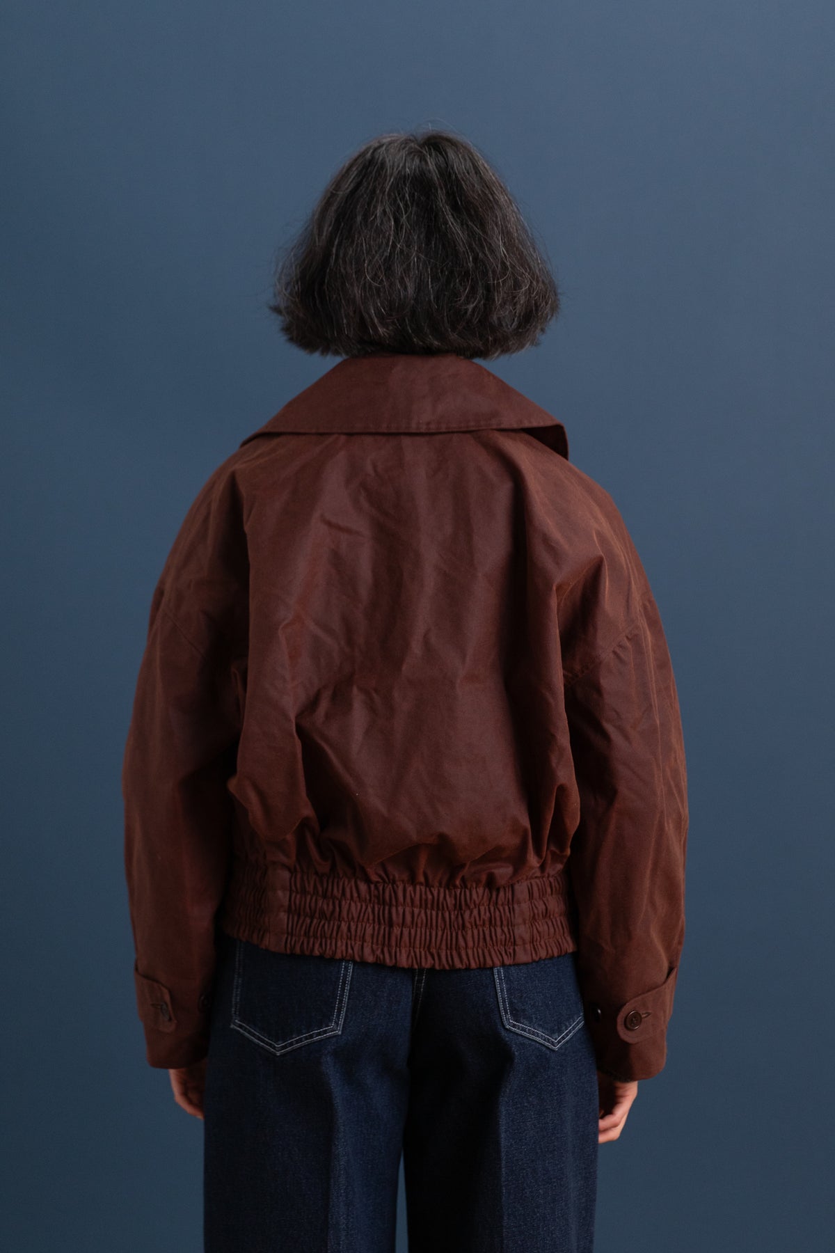 NARA JACKET IN CHESTNUT BRITISH WAXED OILSKIN COTTON