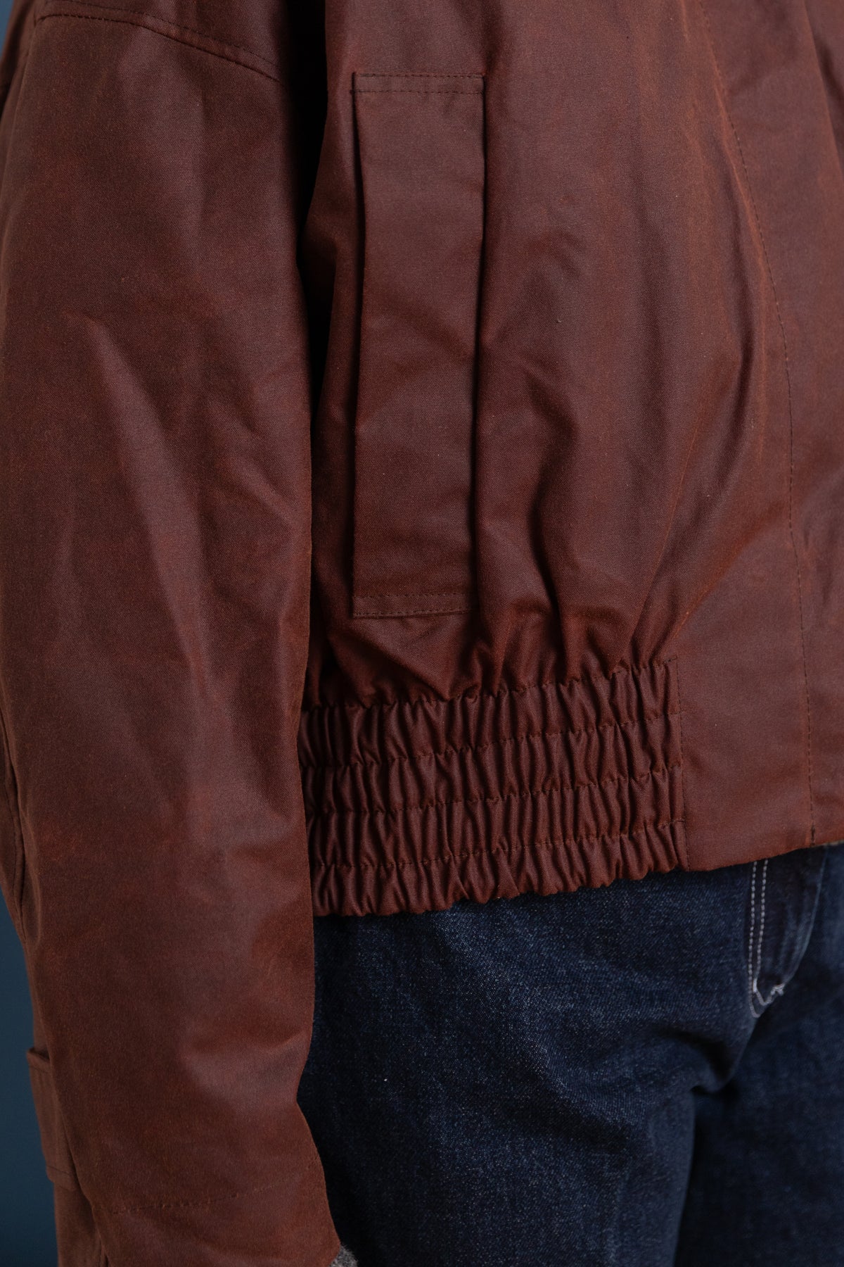 NARA JACKET IN CHESTNUT BRITISH WAXED OILSKIN COTTON