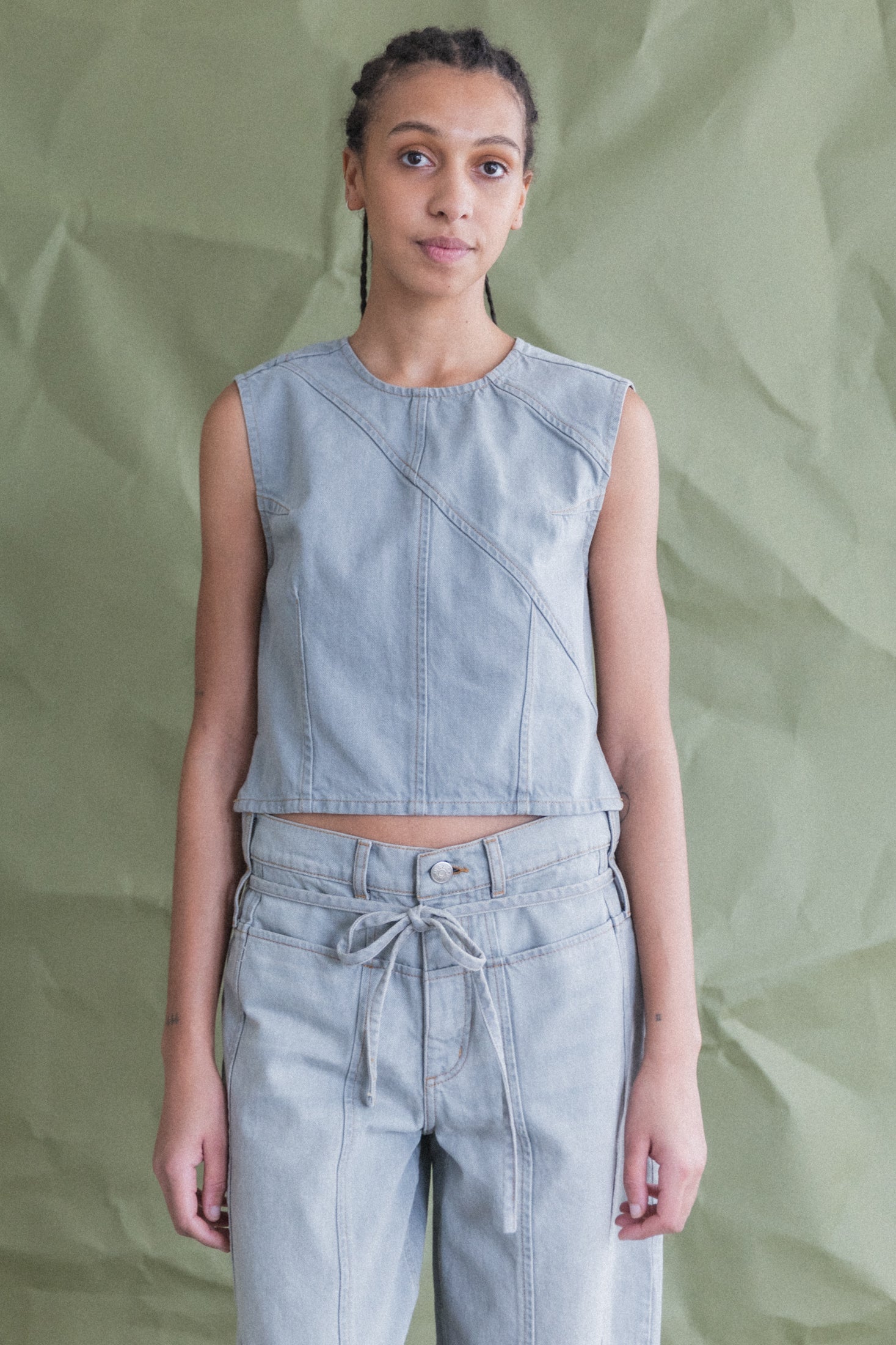 ANGLE TANK IN LUNAR DENIM