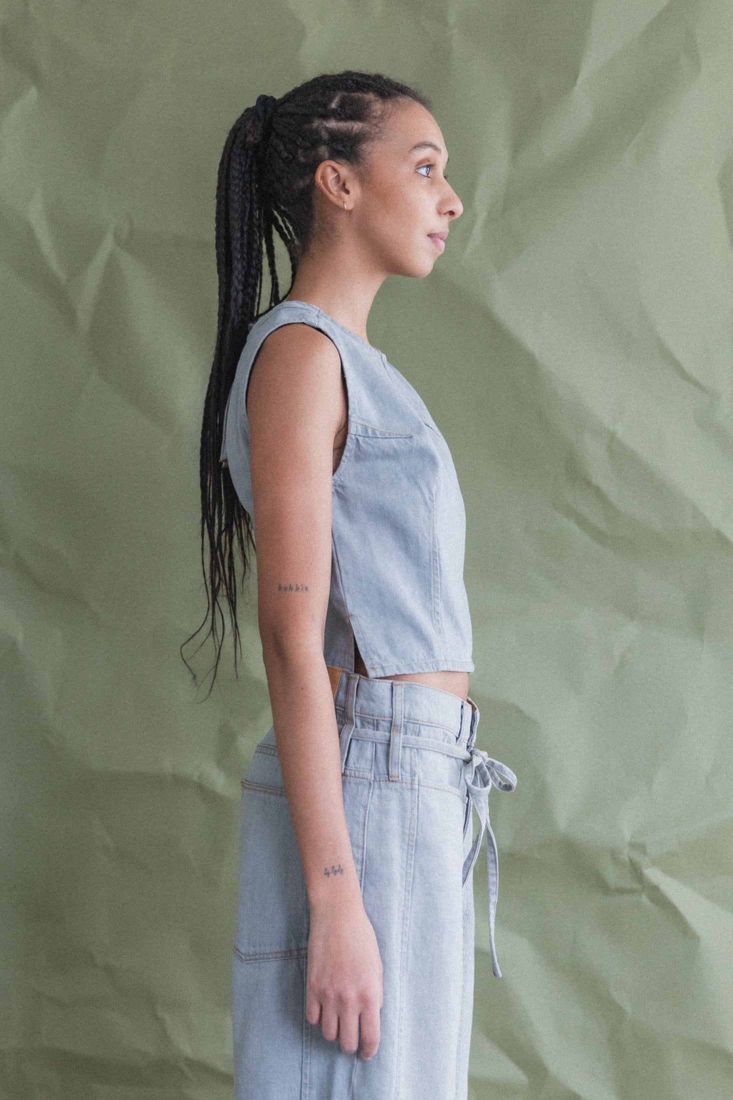 ANGLE TANK IN LUNAR DENIM